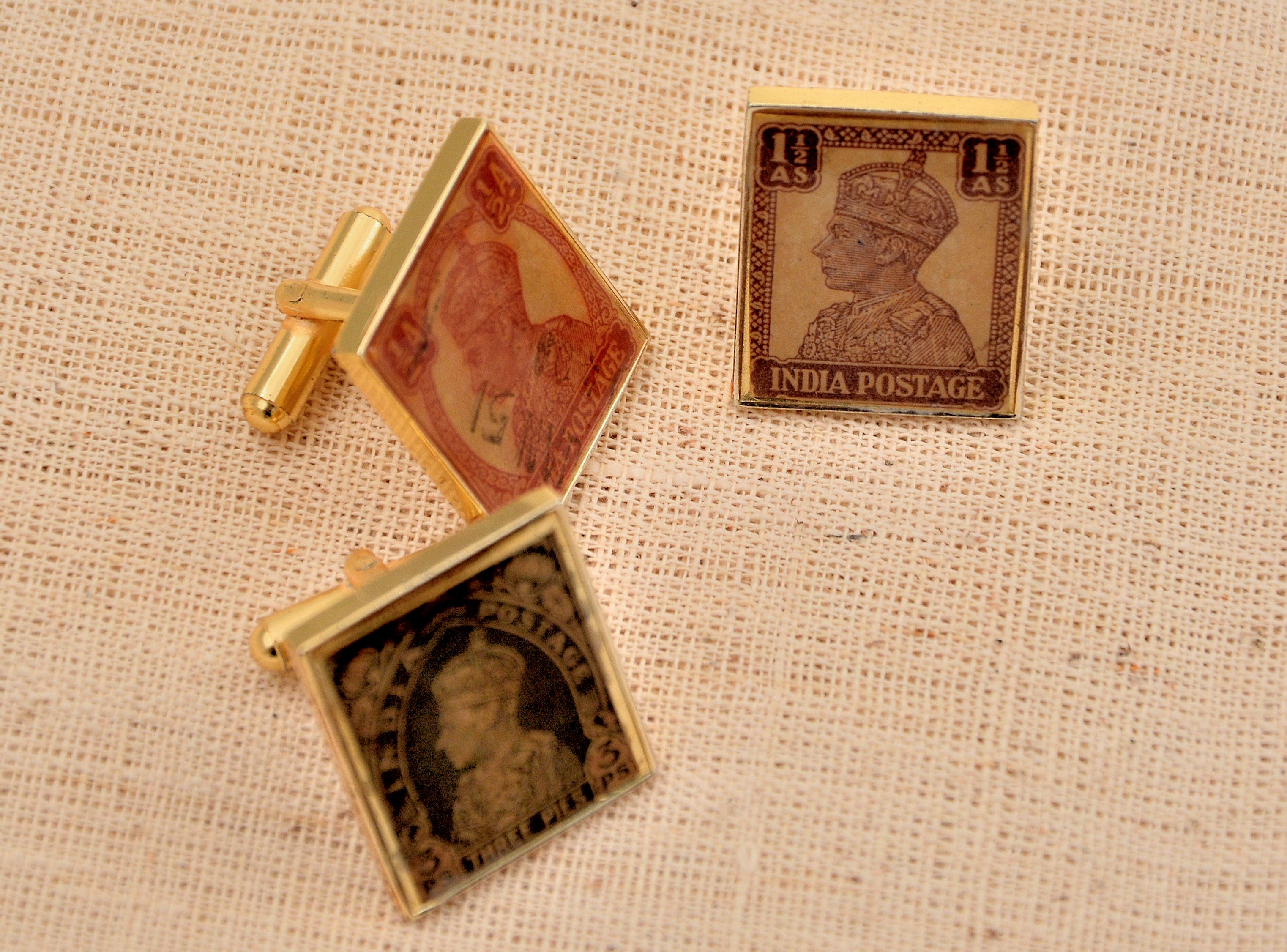 Cufflinks with British India Stamps