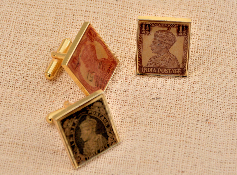 Cufflinks with British India Stamps
