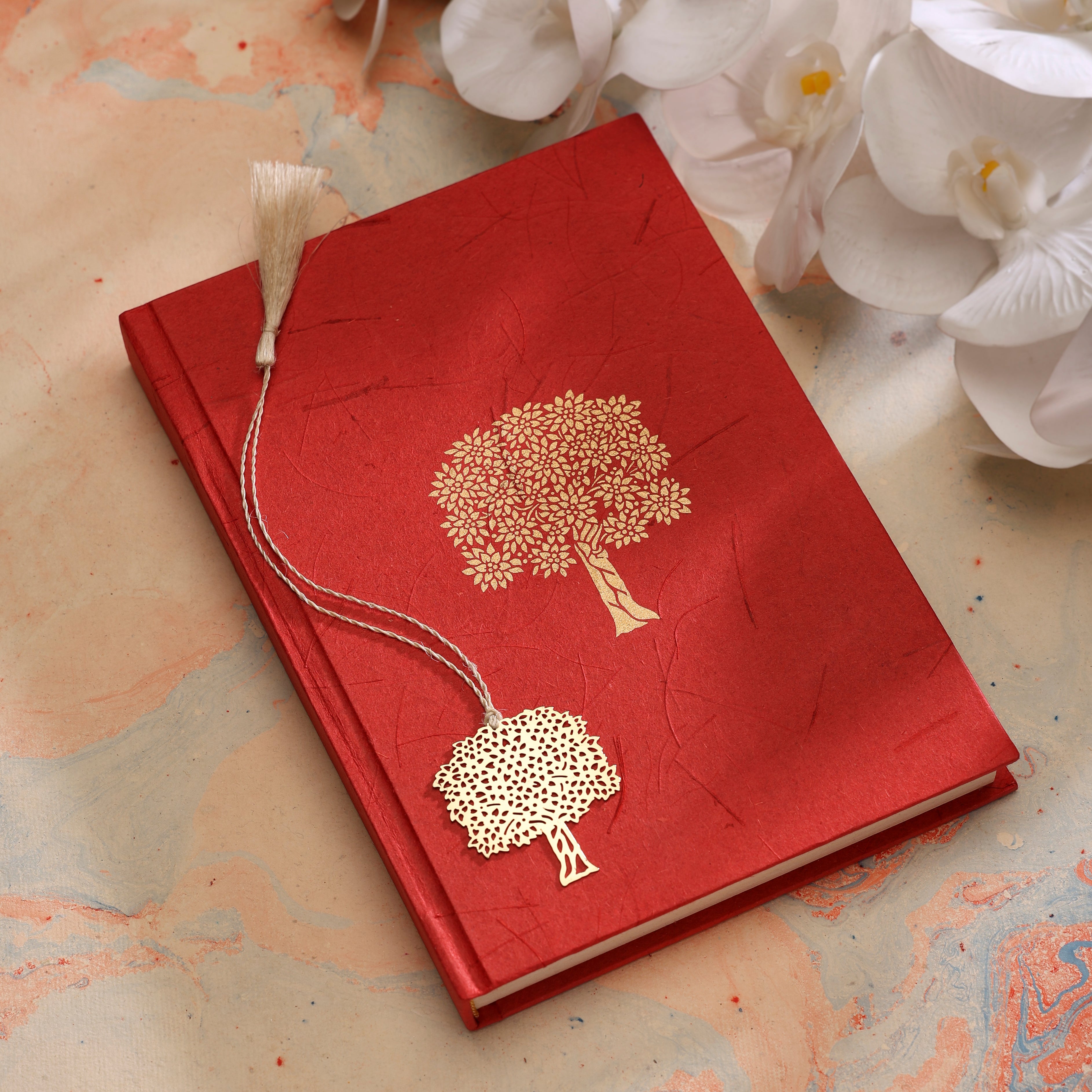 Journal Tree & Bookmark - Red Banana Fibre Cover | Sustainable