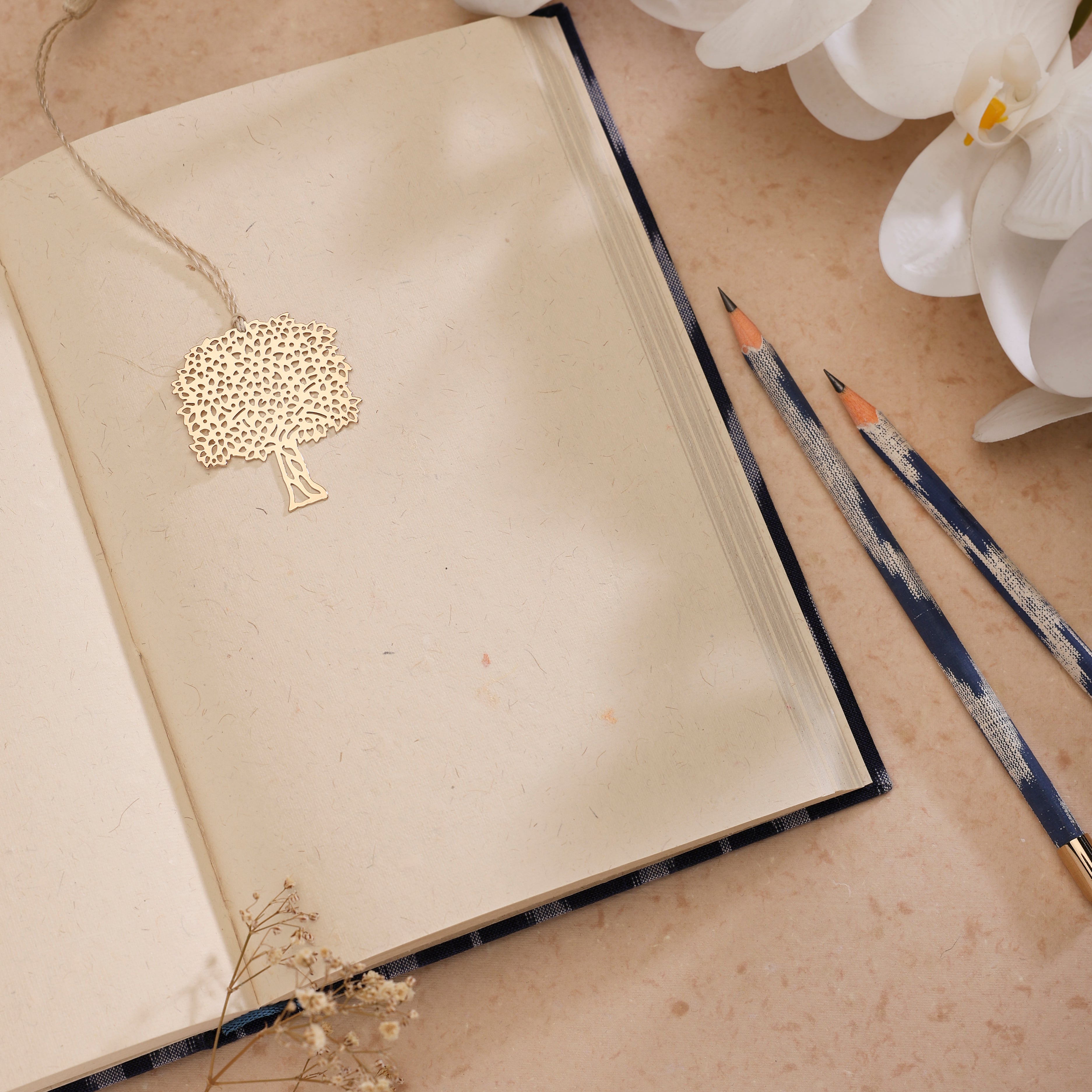 Journal Indigo & Pencil Set - Ikat Design Large