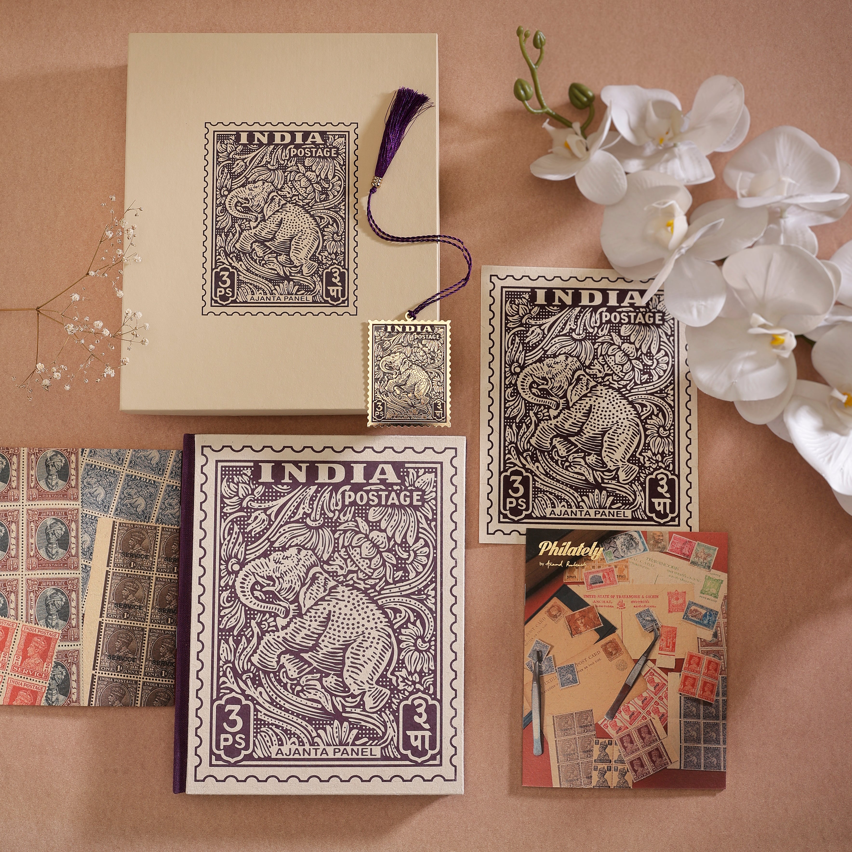 The Philately Gift Set - Ajanta Panel - Journal & Bookmark