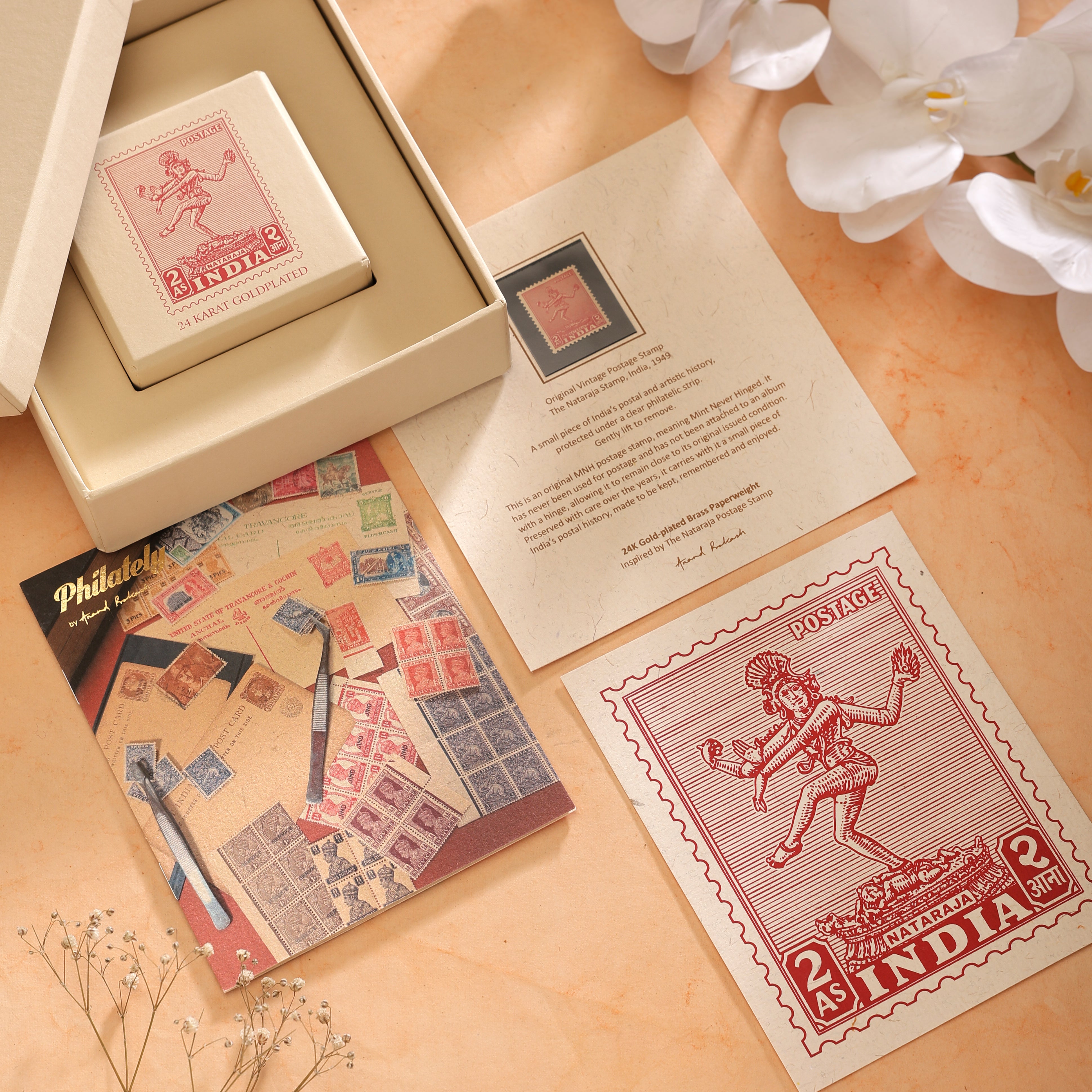 The Philately Paperweight - Nataraja - 24K Goldplated Brass
