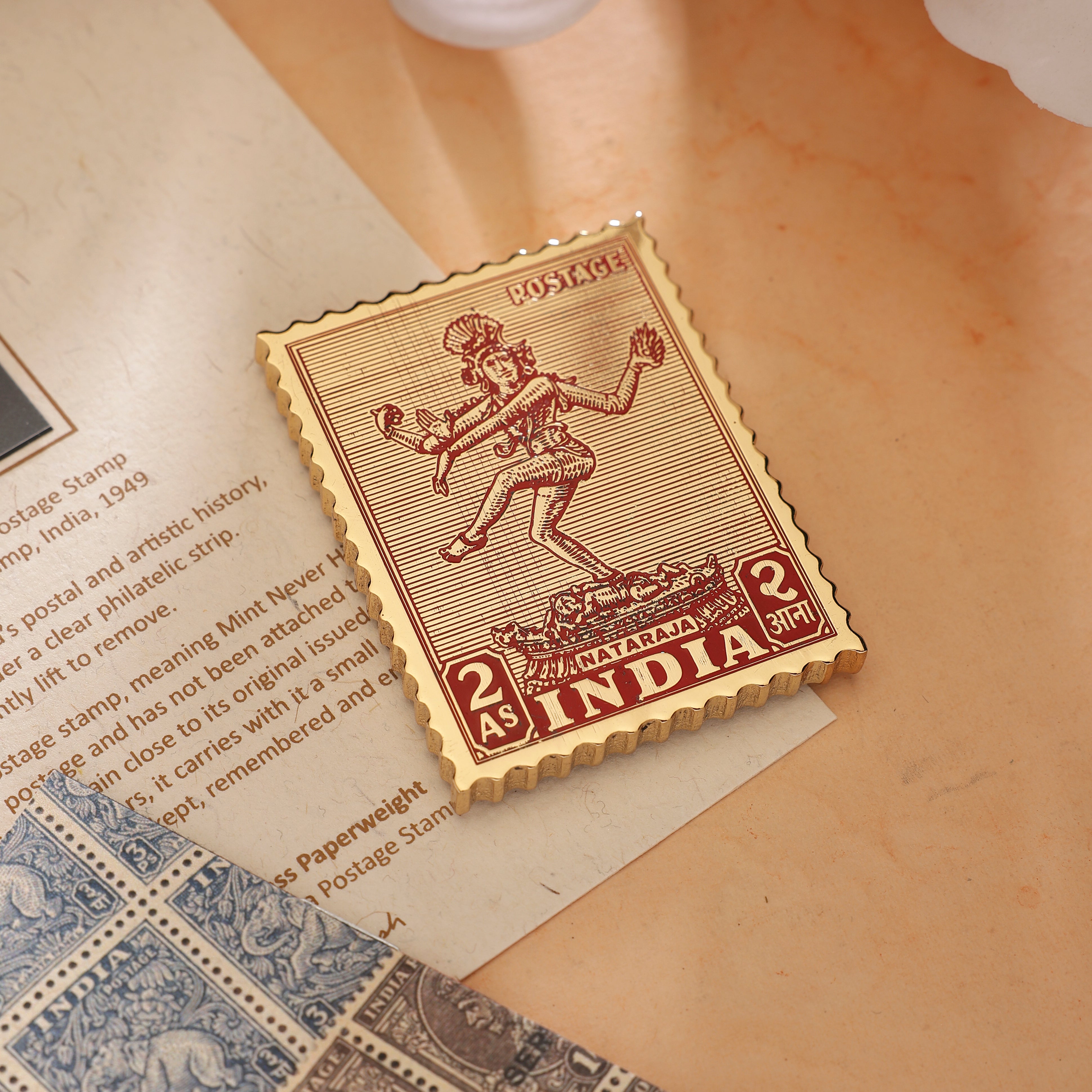 The Philately Paperweight - Nataraja - 24K Goldplated Brass