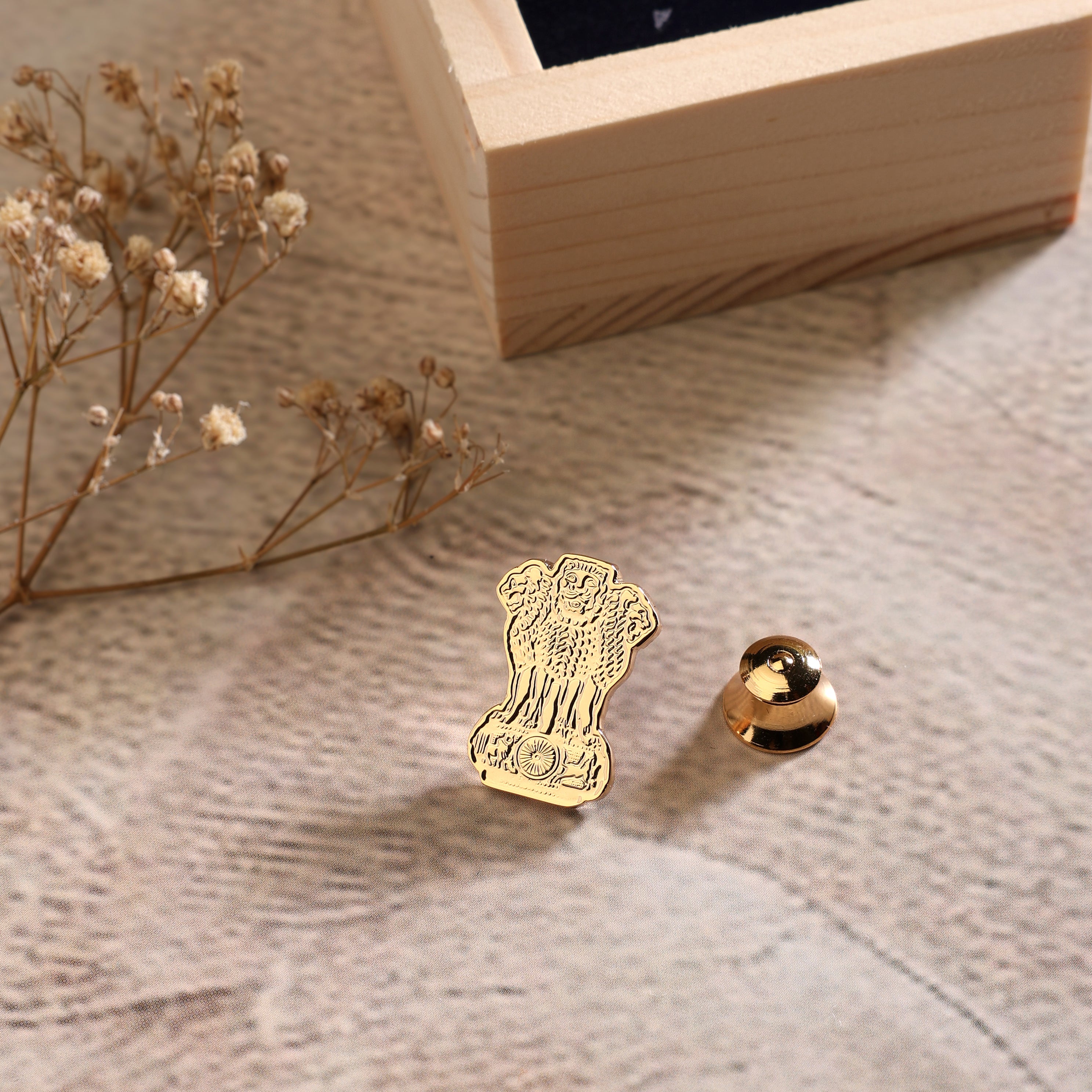Lapel Pin - Lion Capital of Ashoka Goldplated