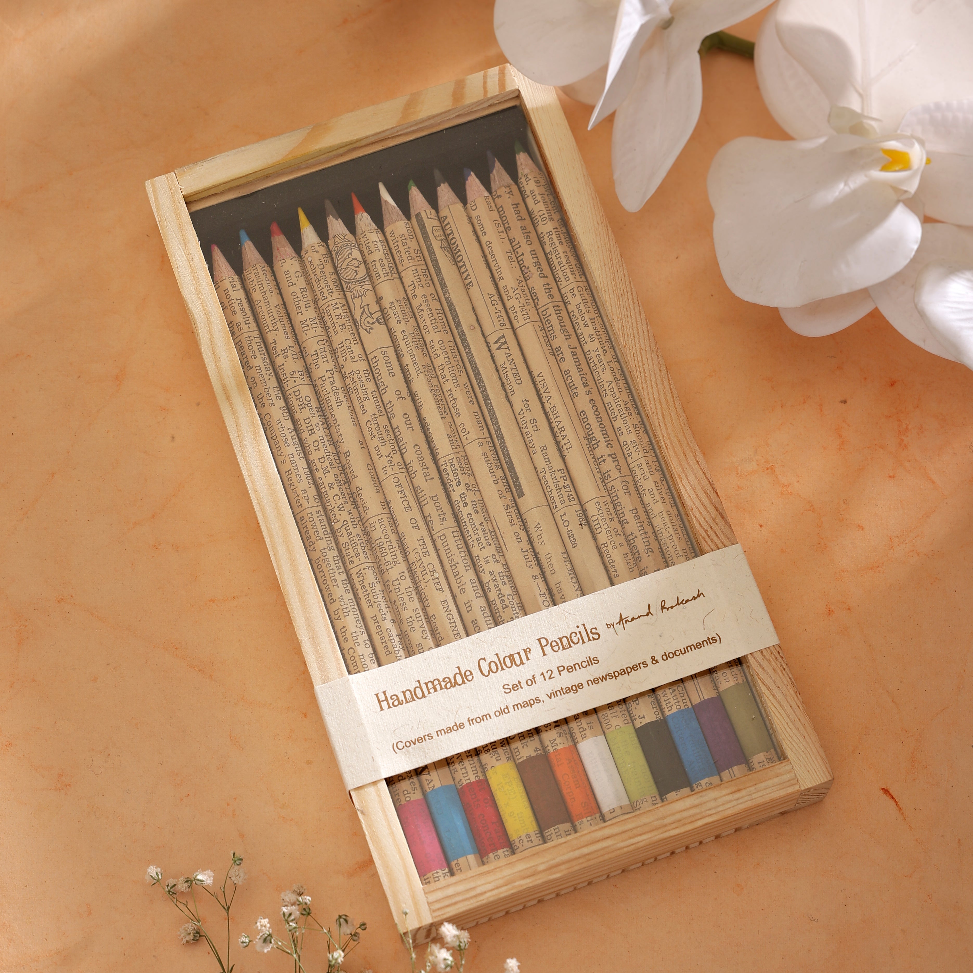 Colour Pencils - Vintage Newspaper Box of 12