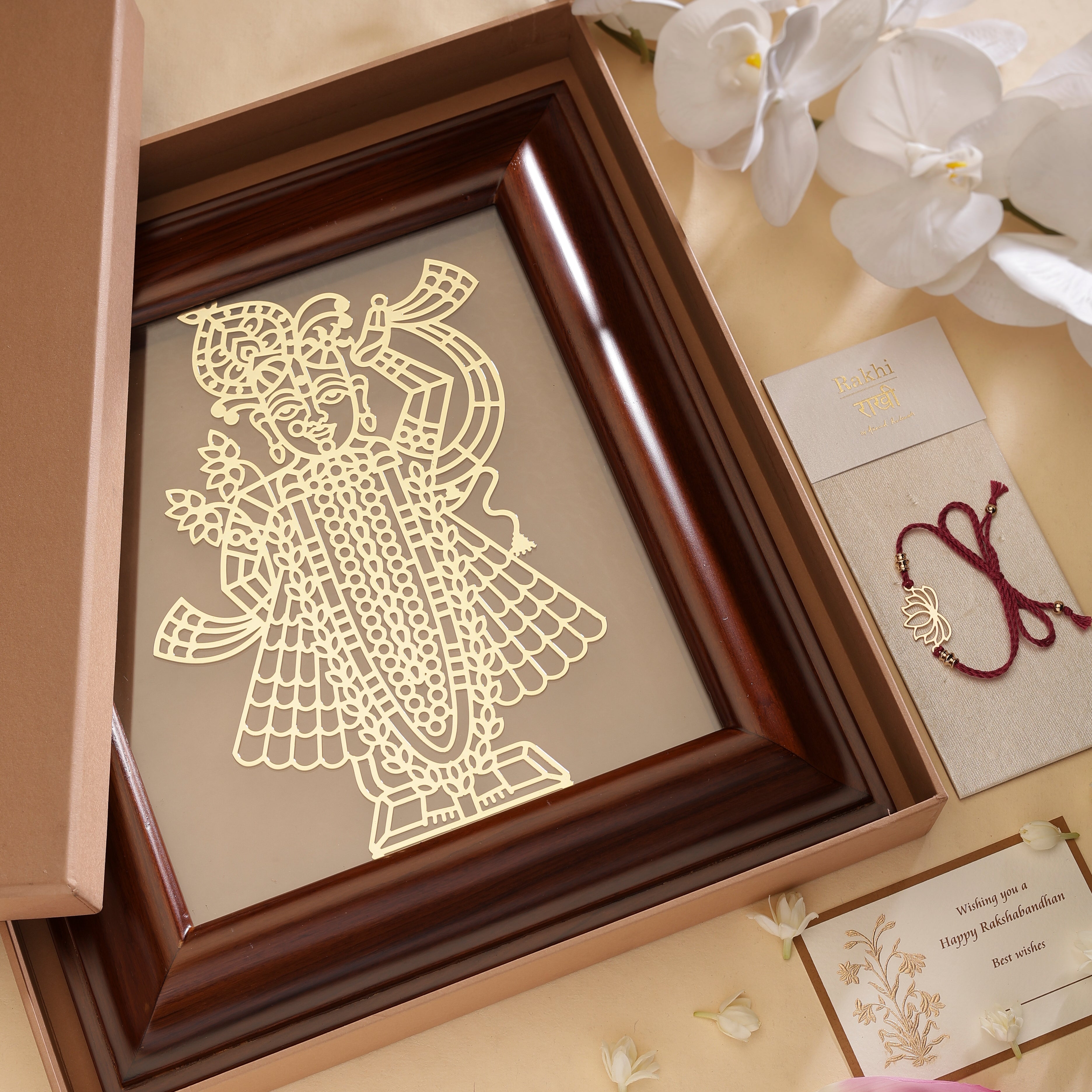 Rakhi Gift Box - Shrinath Ji of Nathdwara Goldplated Frame