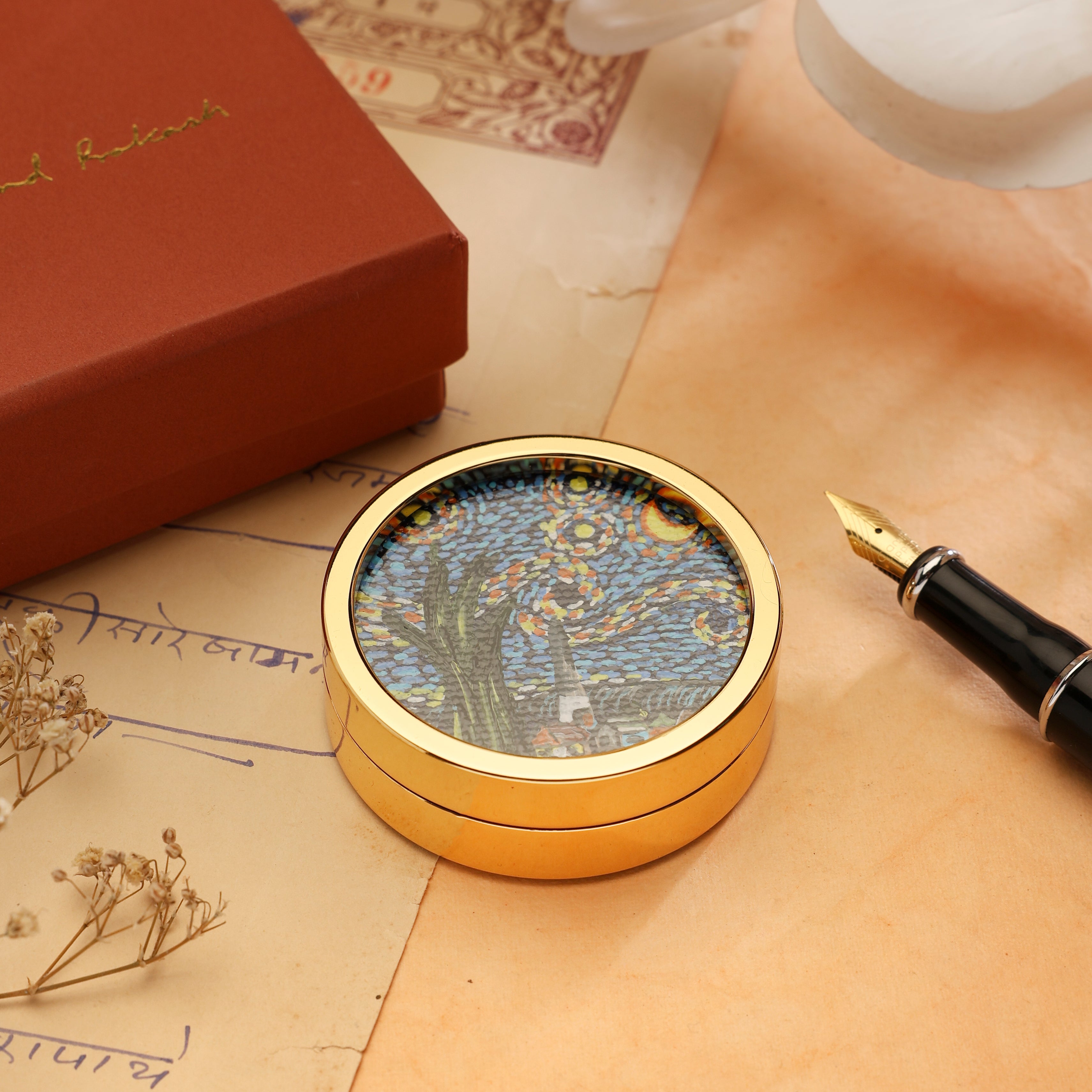 Paperweight Starry Night - Goldplated