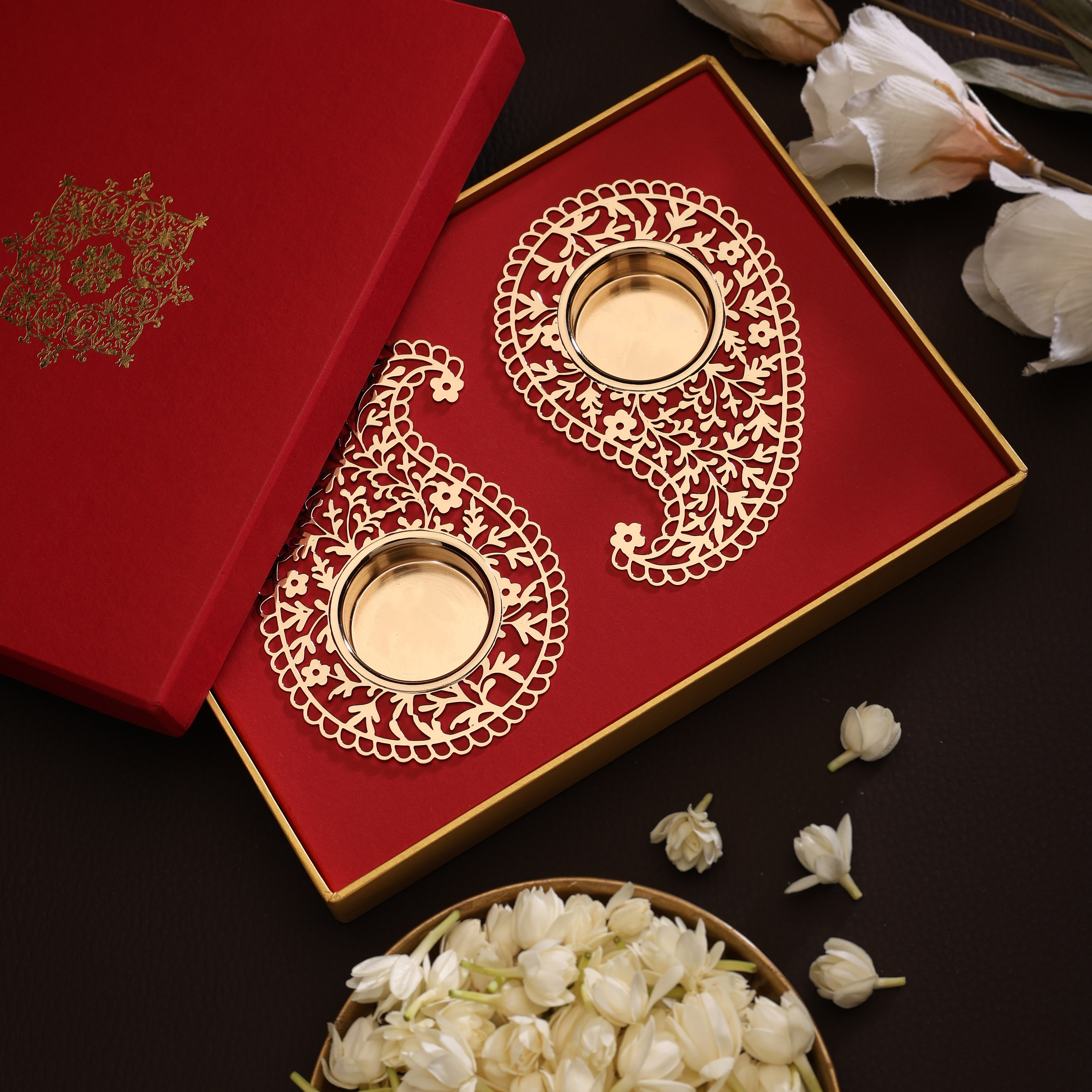 Paisley Aura Tealight Holder - Set of Two