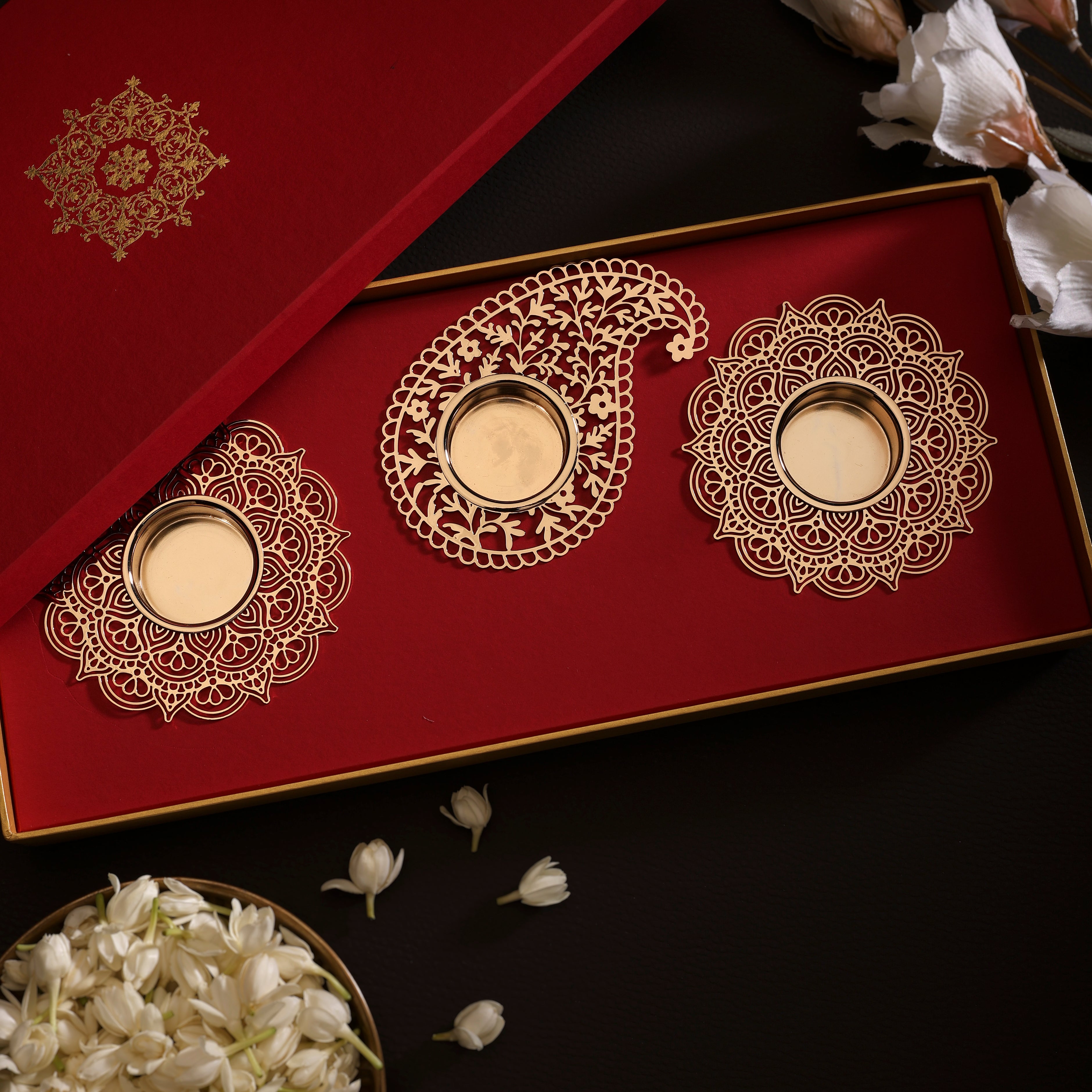 Paisley Aura & Prabha Mandala Tealight Holder - Set of Three