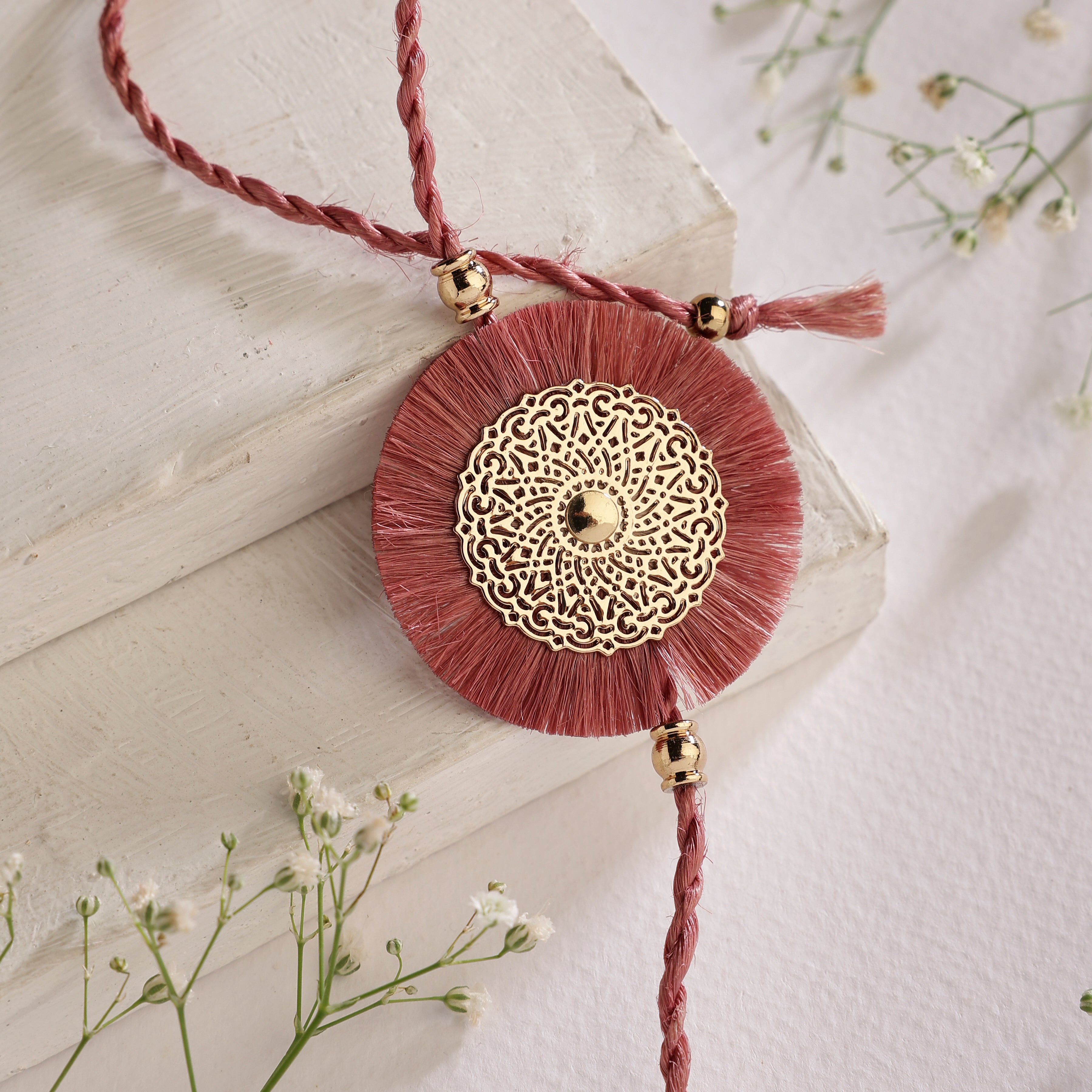 Rakhi Jute & Brass - Pastel Pink