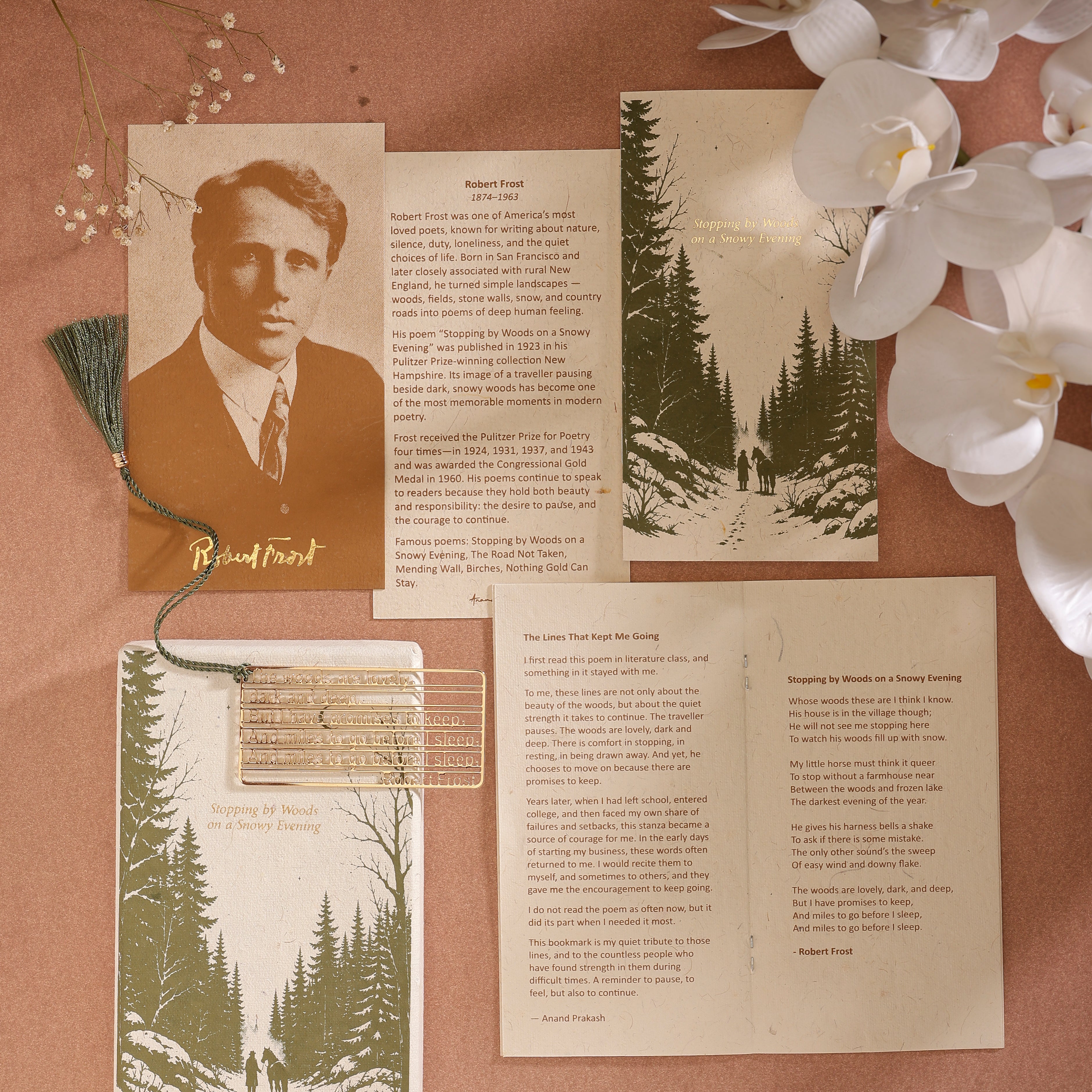 Stopping by Woods - Brass Bookmark - Poem Collection