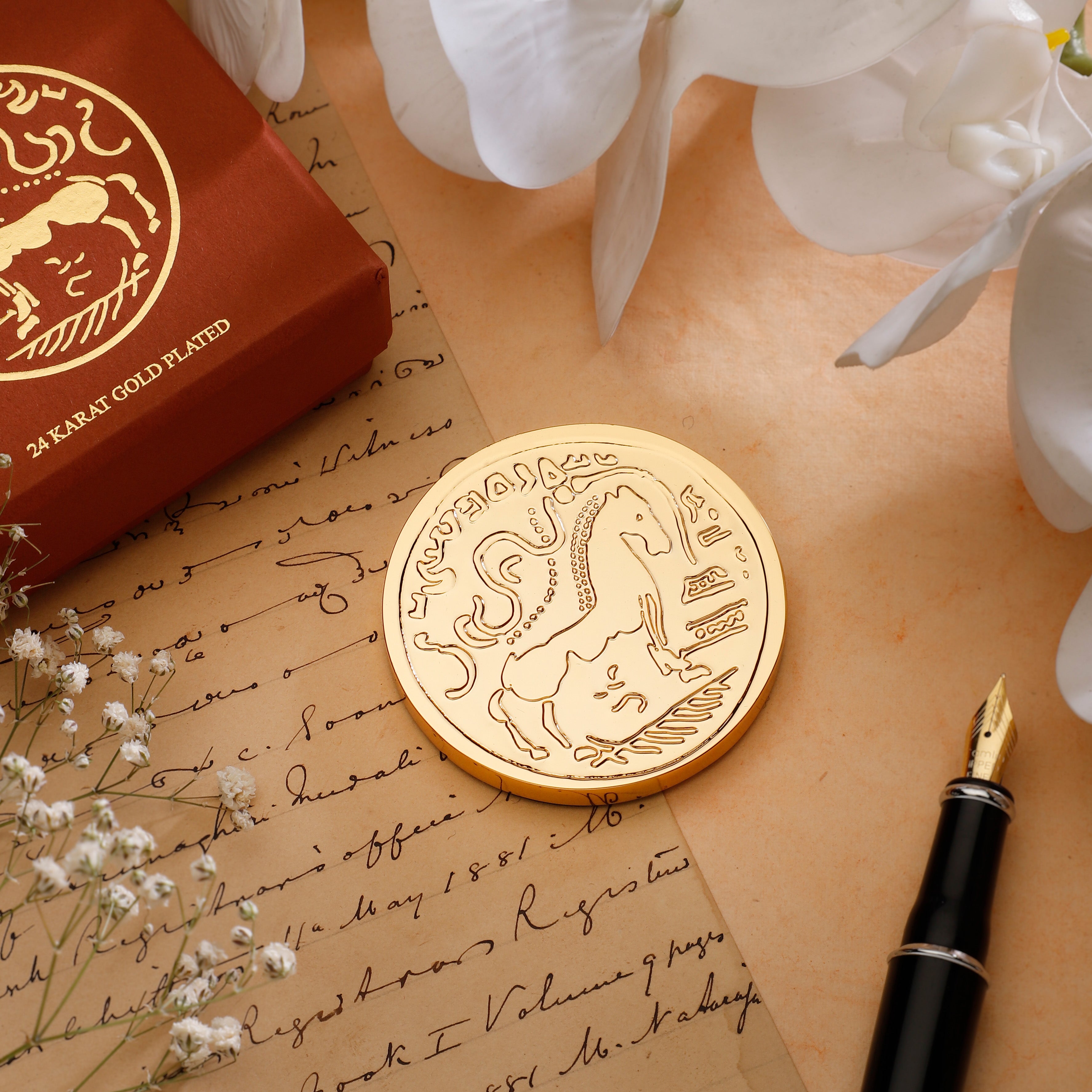 Paperweight - King Samudragupta Ashvamedha Coin