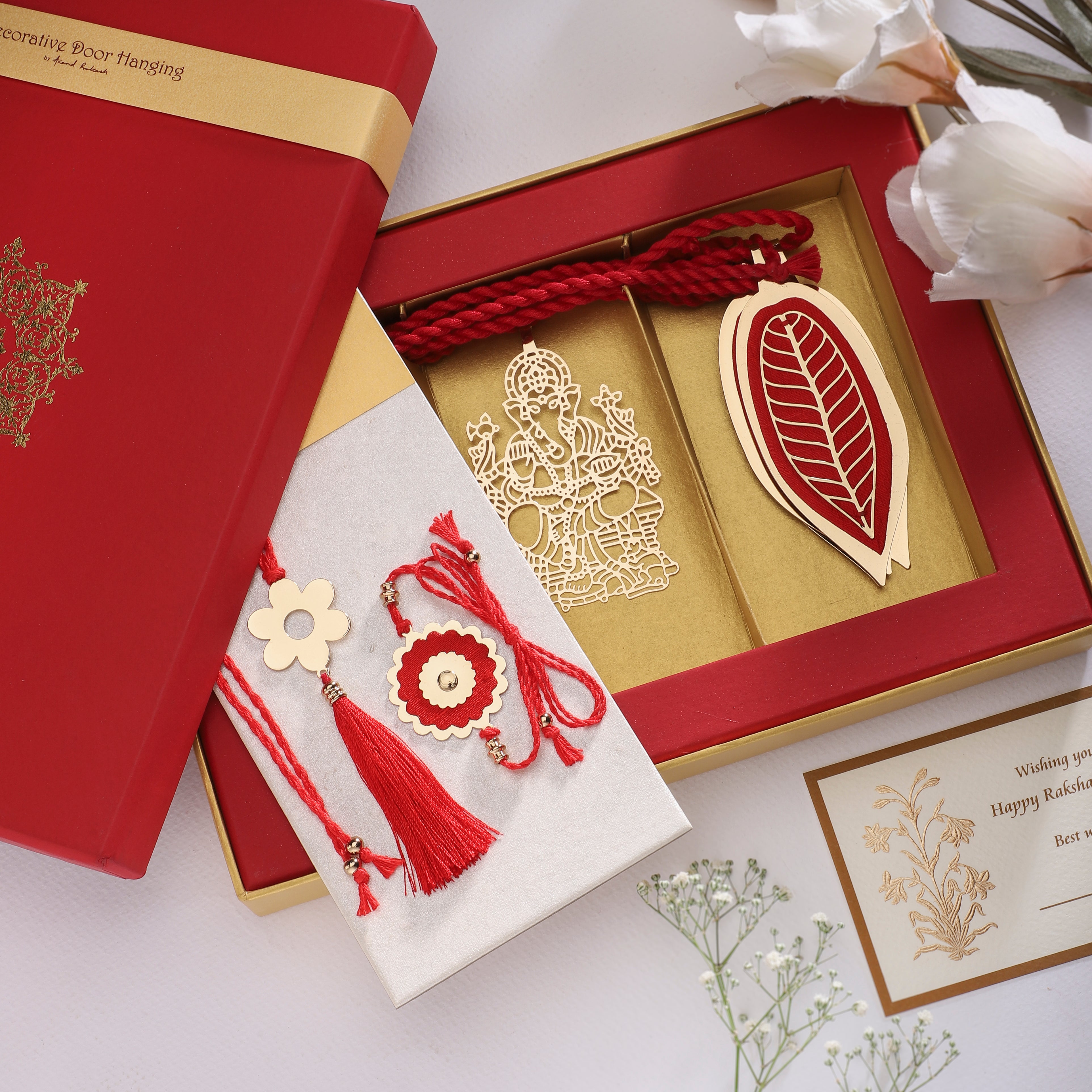 Rakhi Lumba Gift Box - Decorative Door Hanging Layered Brass & Silk | Anand Prakash