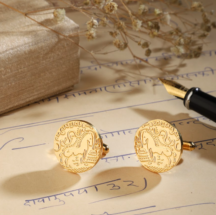 Cufflinks - King Samudragupta Ashvamedha Coin