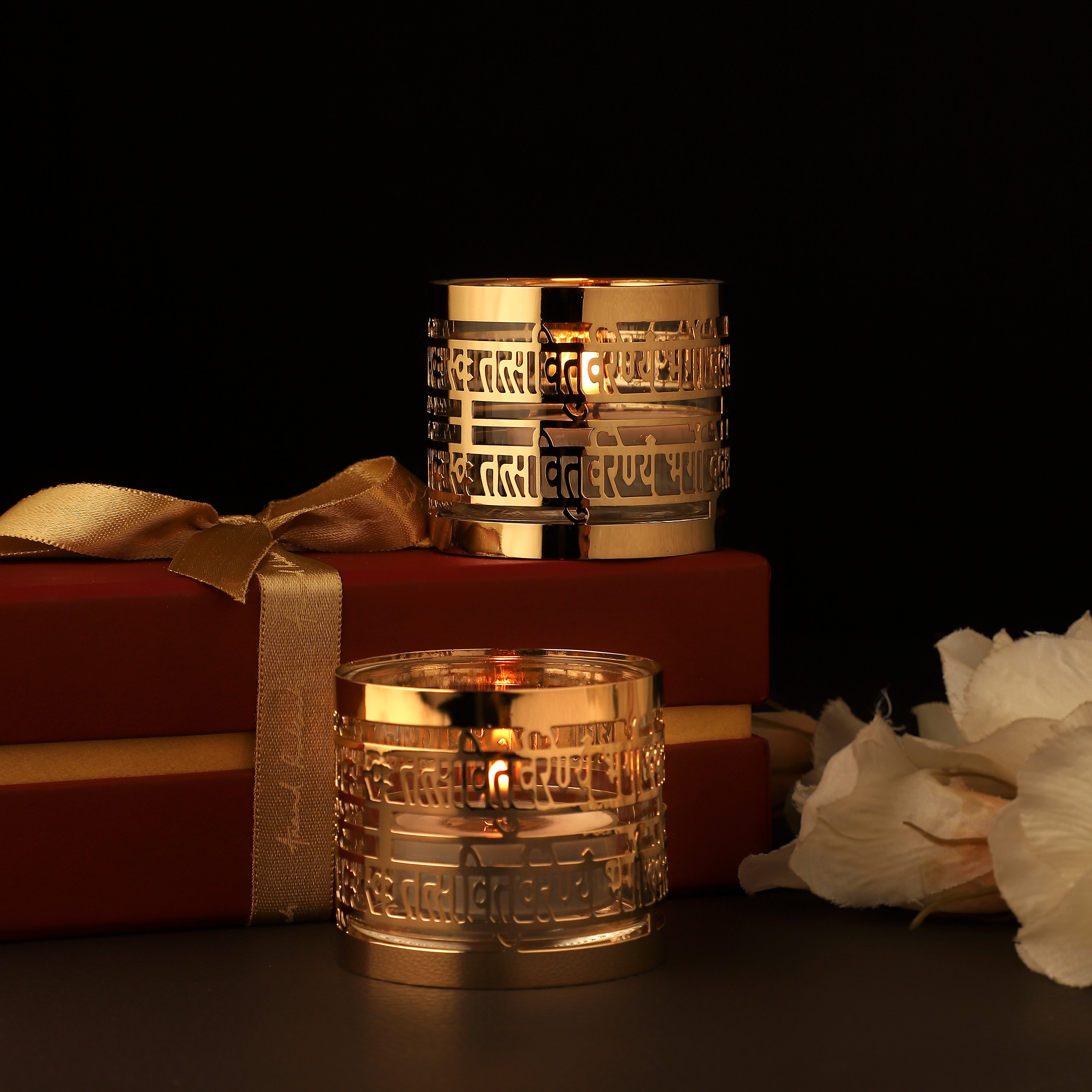 Tea Light Holder Gayatri Mantra Set of 2 | Anand Prakash