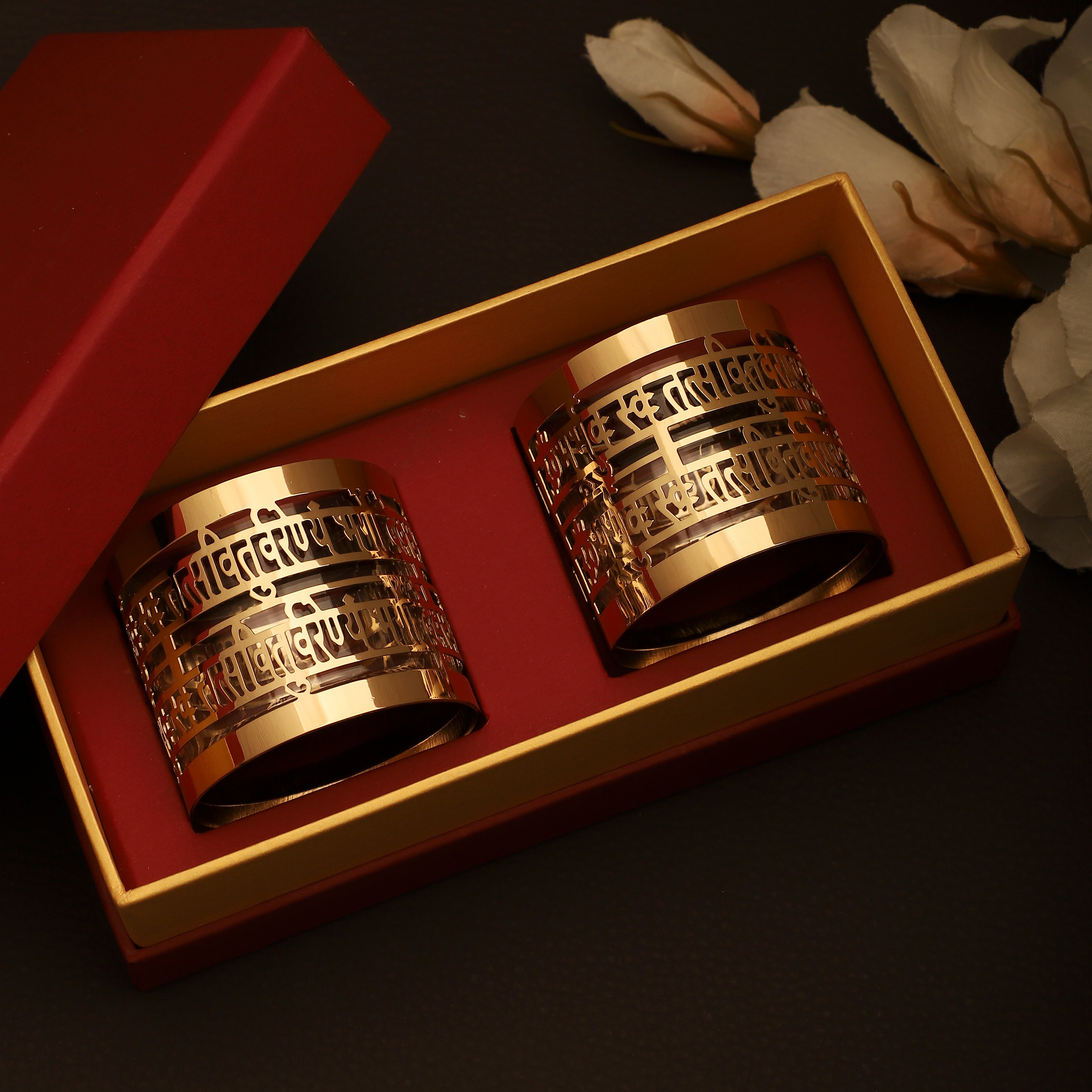 Tea Light Holder Gayatri Mantra Set of 2 | Anand Prakash