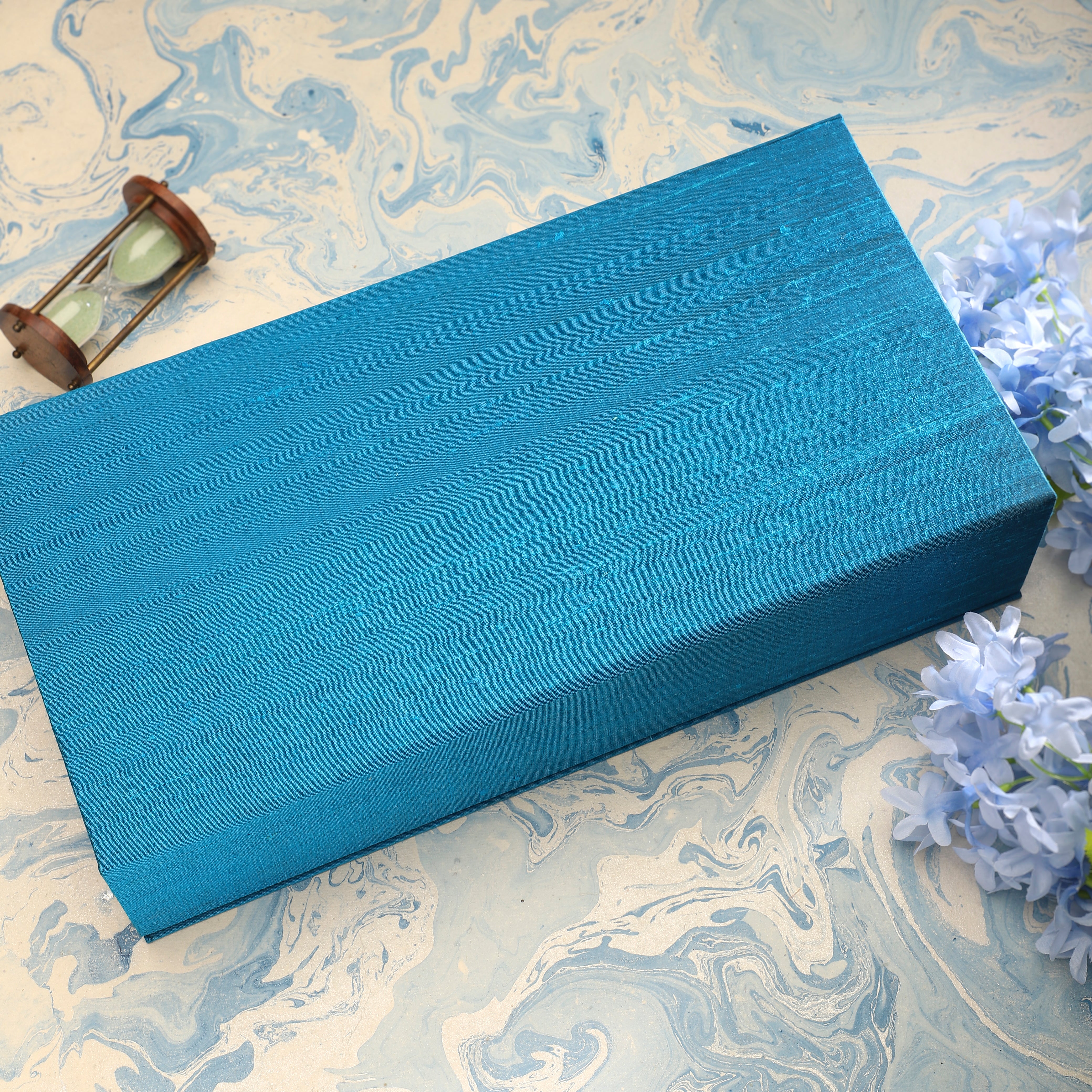 Luxe Accessory Gift Box In Raw Silk - Turquoise | Anand Prakash