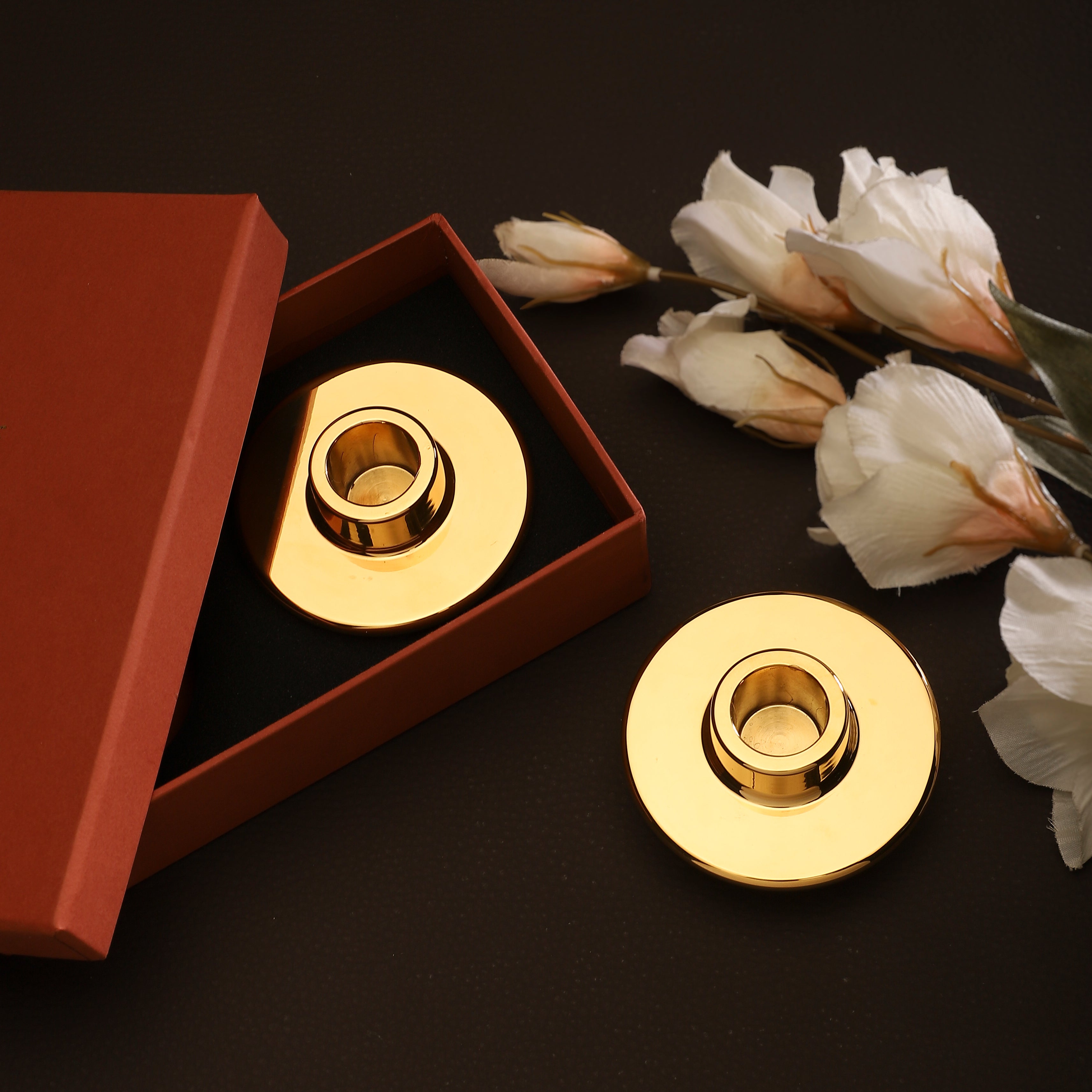 Luxe Goldplated Brass Candle Stand - Set of Two | Anand Prakash
