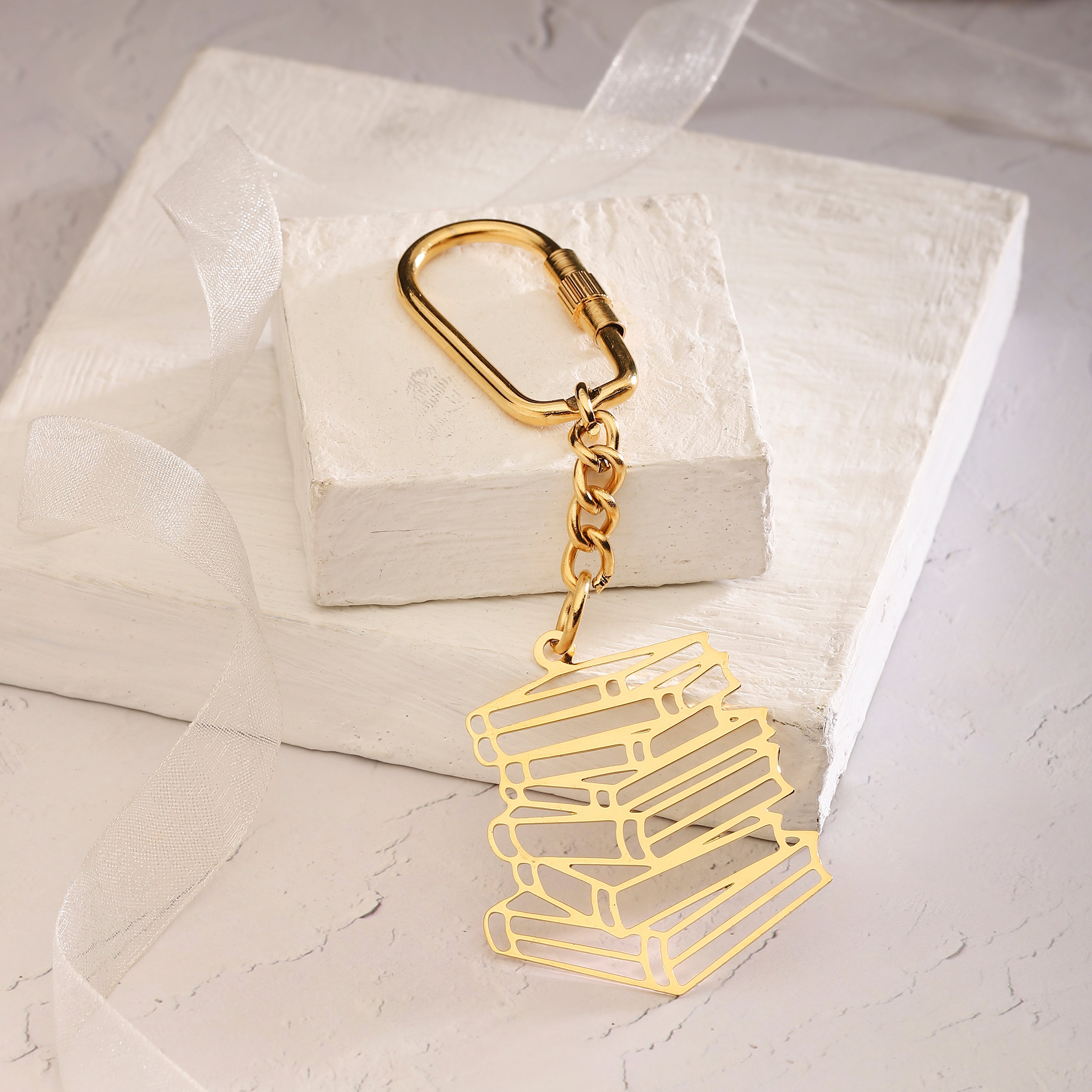Keychain Stack of Books - Goldplated | Anand Prakash