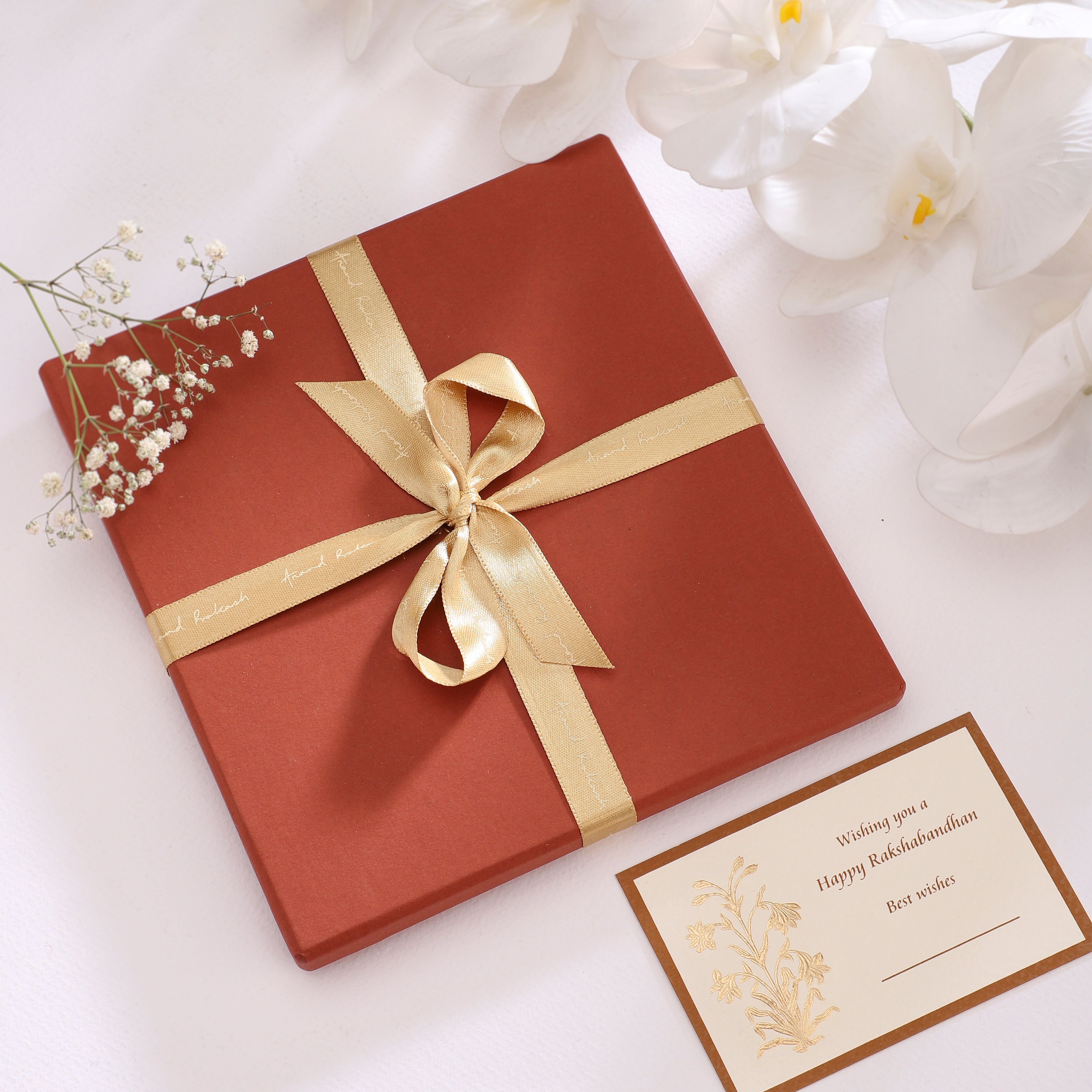 Rakhi Gift Box - Goldplated Keychain Lotus | Anand Prakash