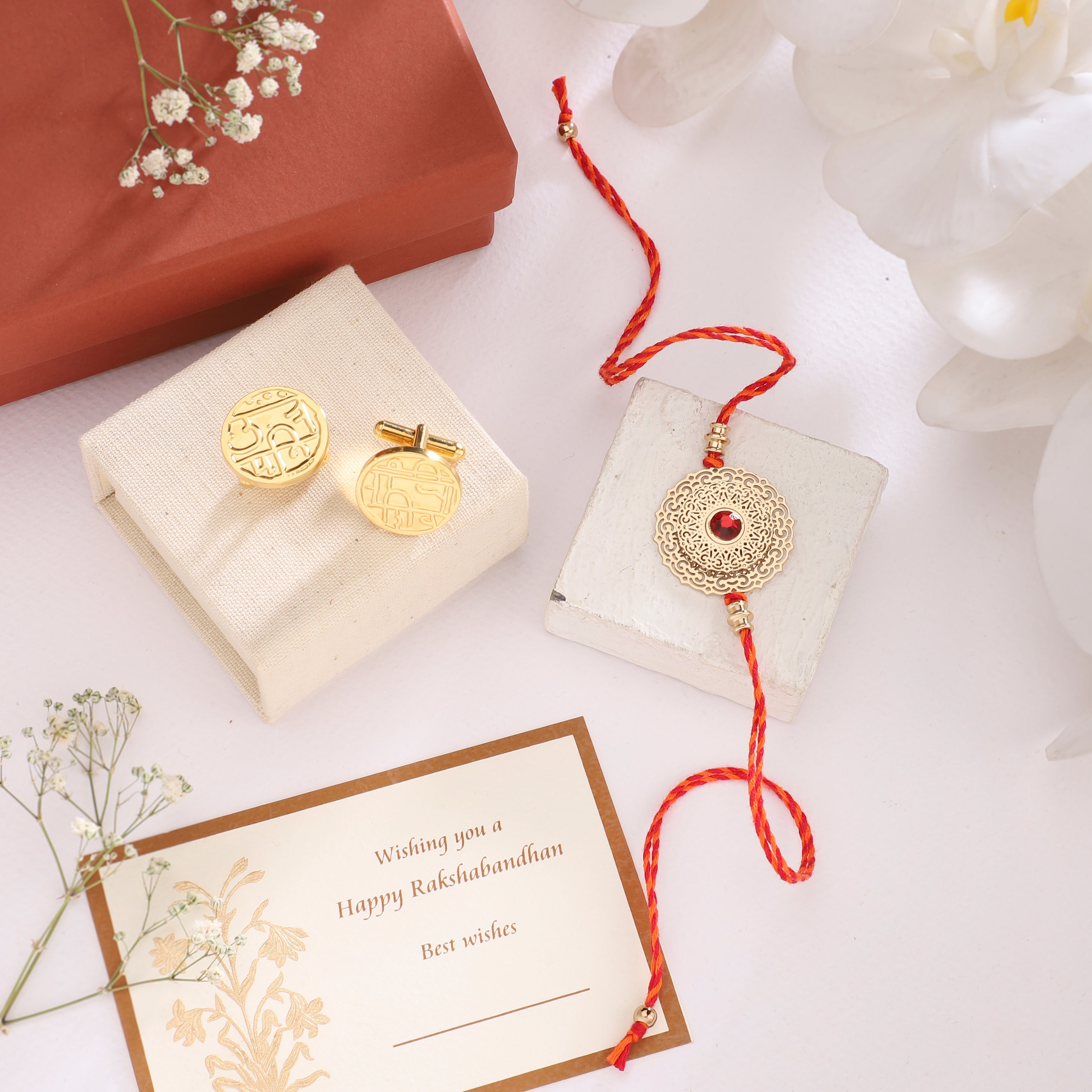 Rakhi Gift Box - Cufflinks Goldplated Chhatrapati Shivaji Maharaj | Anand Prakash