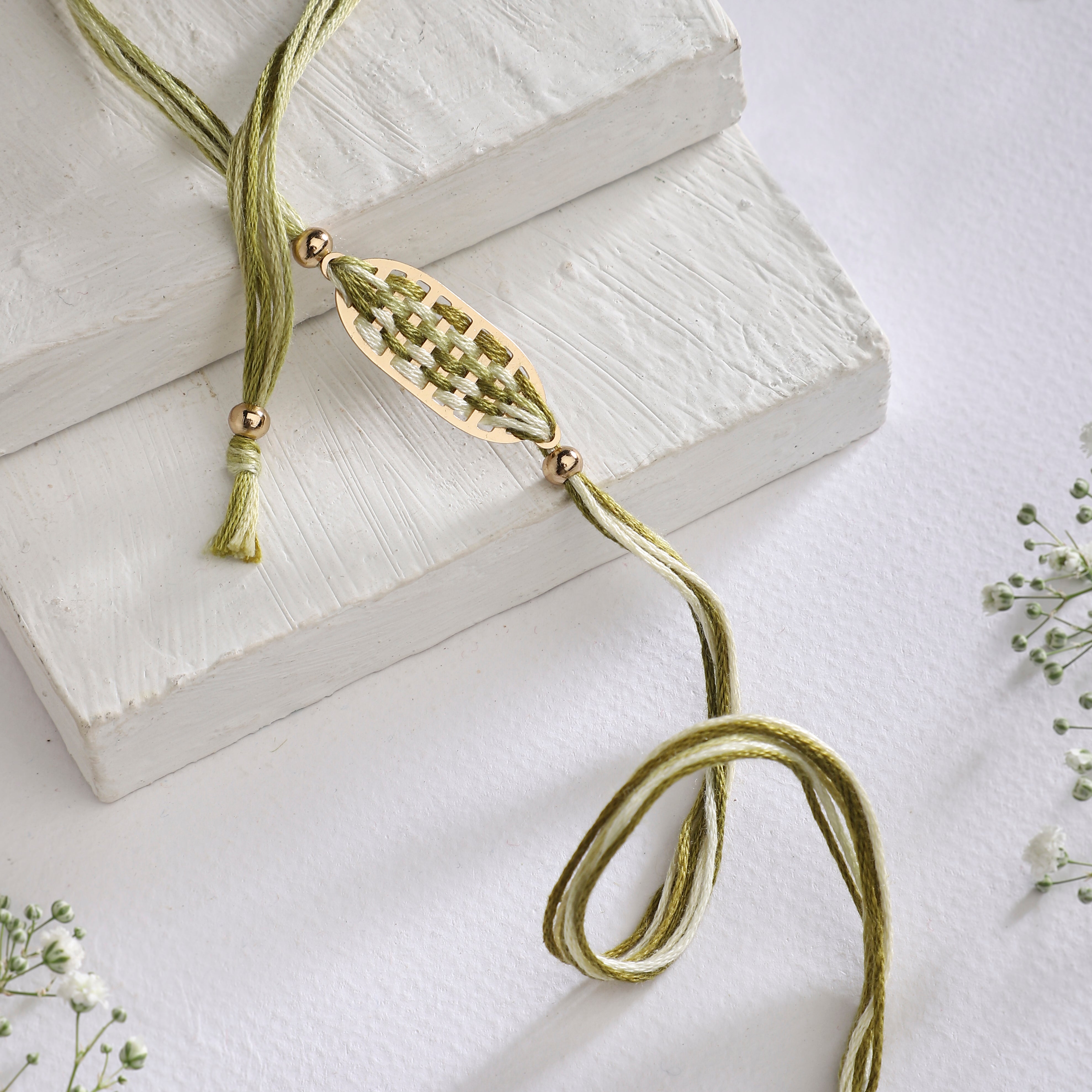 Rakhi Woven Olive Green
