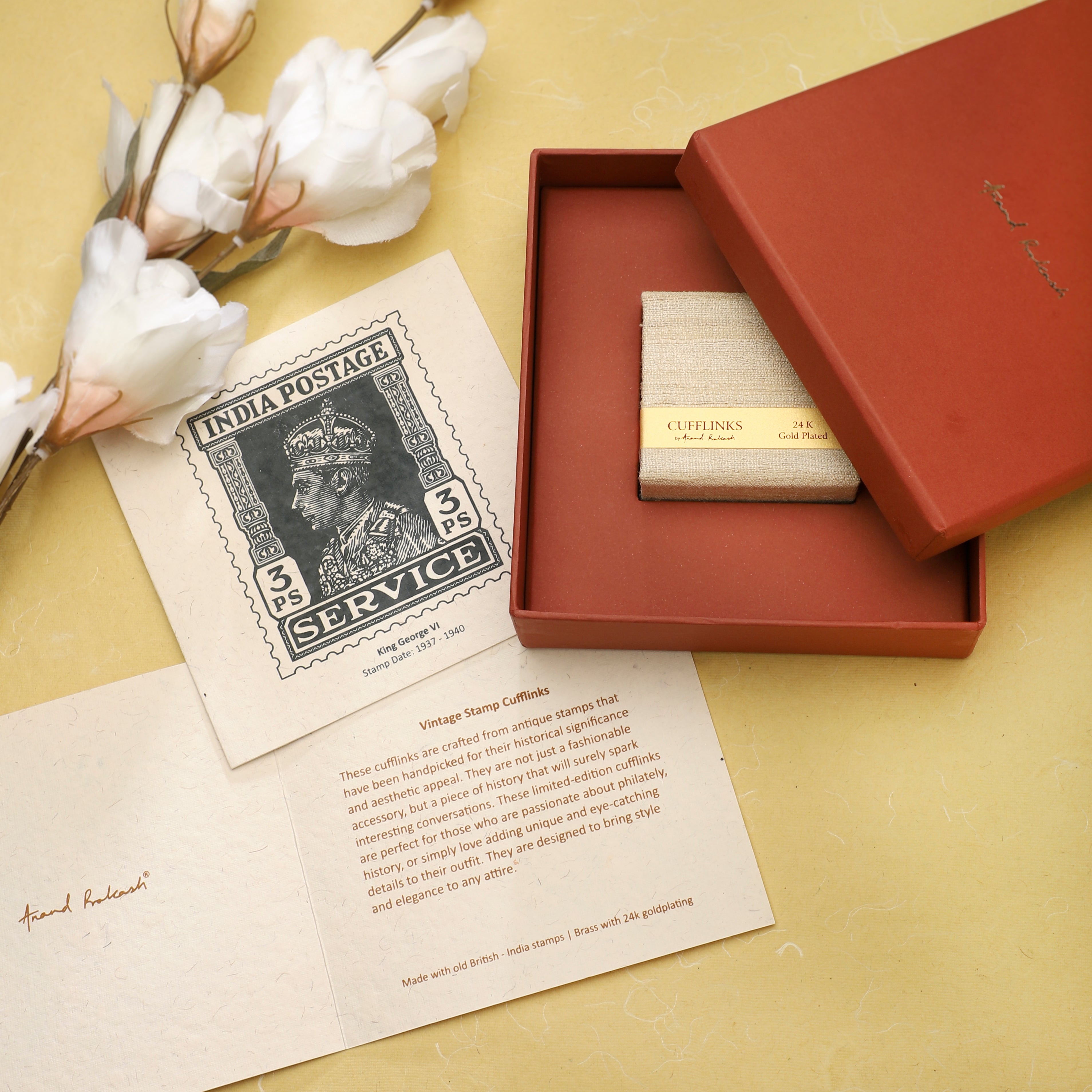 Cufflinks Vintage Stamps  - Square Teal | Anand Prakash