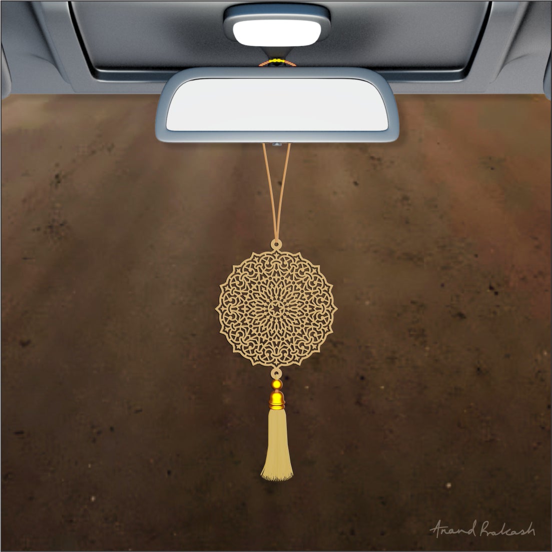 Car Hanging - N Flower Goldplated