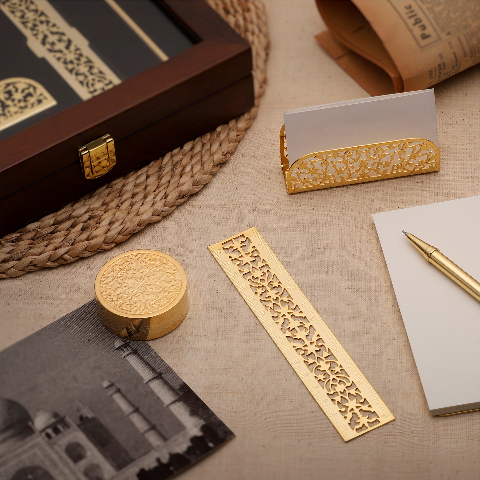 Goldplated Office Accessory Set - TM | Anand Prakash