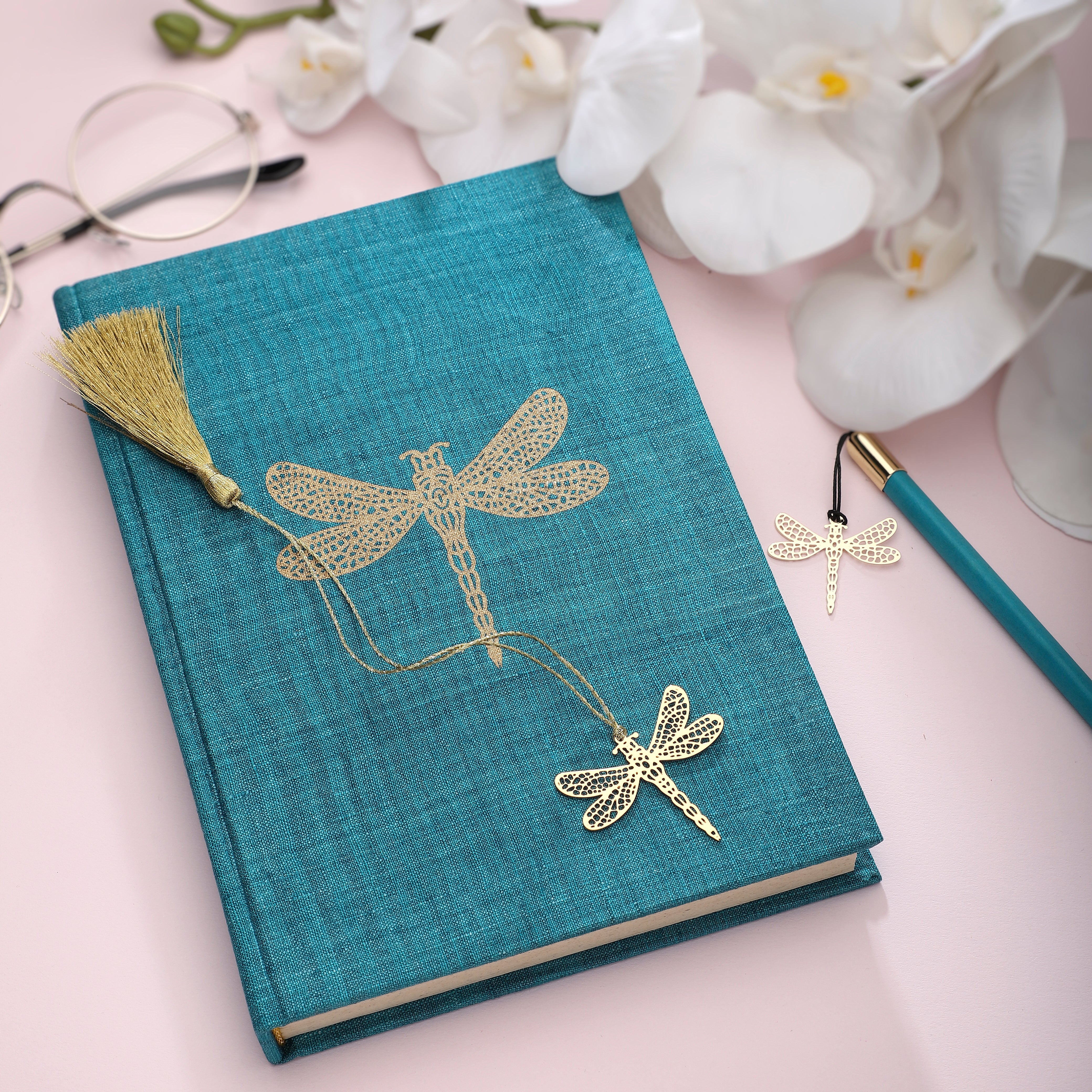 Linen Journal Gift Set - Dragonfly Design | Anand Prakash