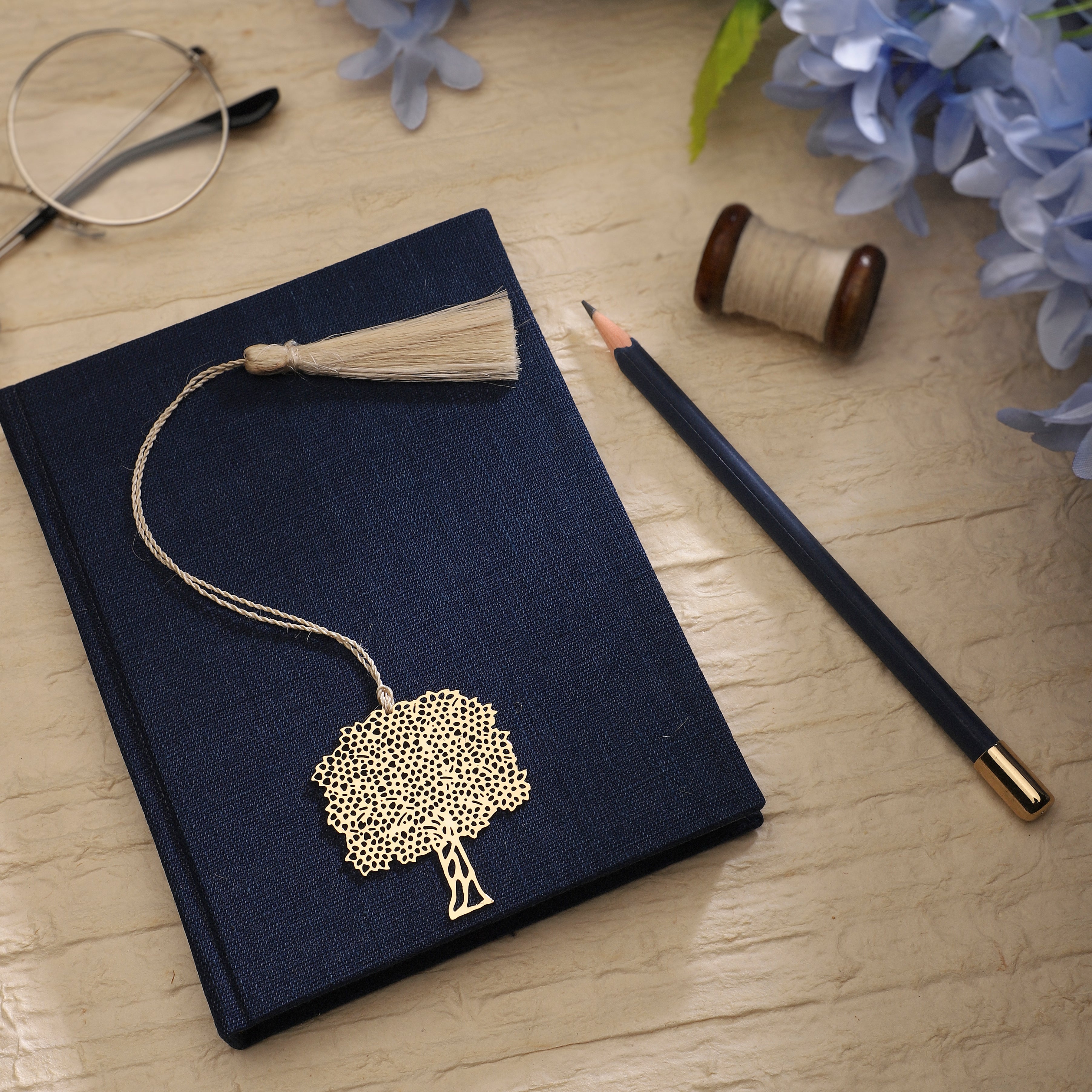 Journal Indigo & Pencil Set - Indigo Cotton