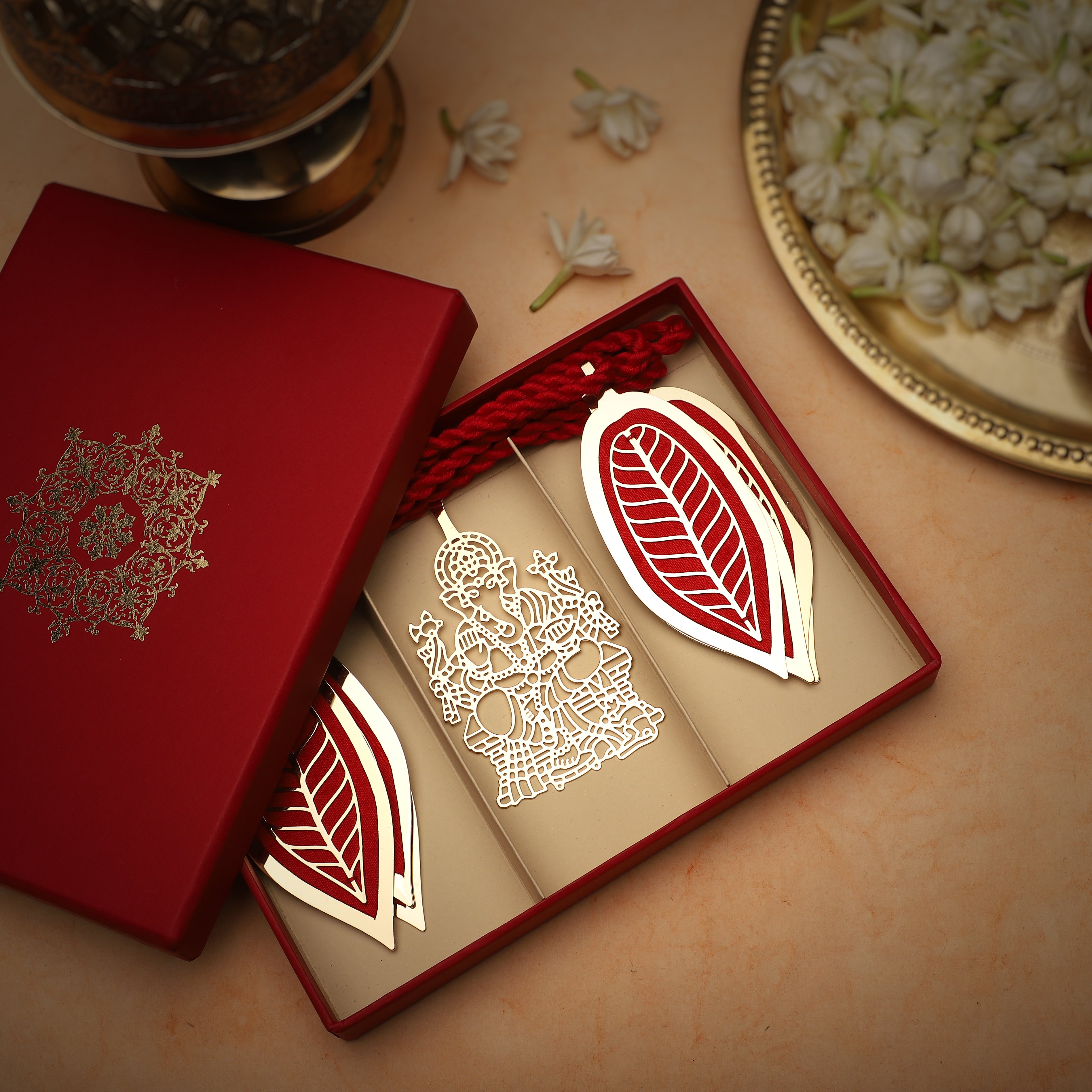 Decorative Door Hanging - Layered Brass And Silk - Red | Anand Prakash