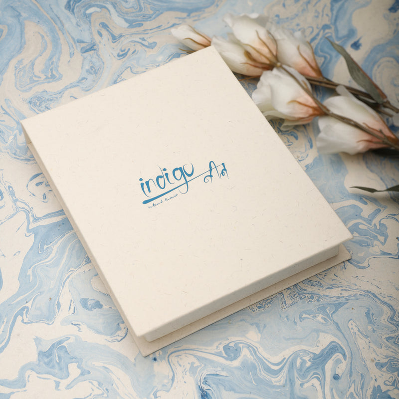 Notepad Gift Set With Textile Cover - Indigo