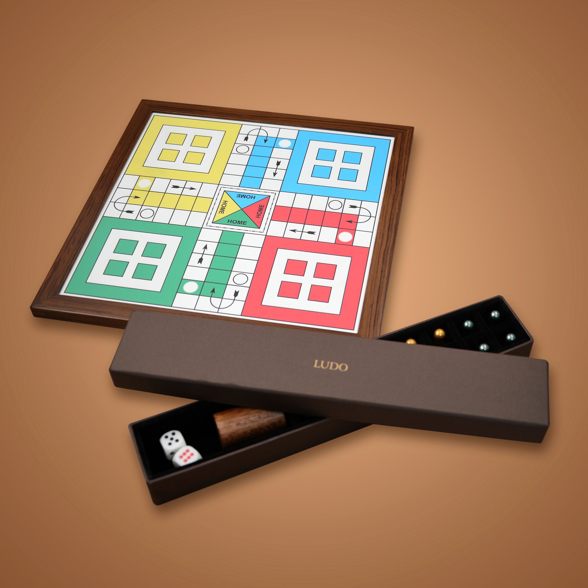 Teakwood Ludo With Metallic Tokens | Anand Prakash