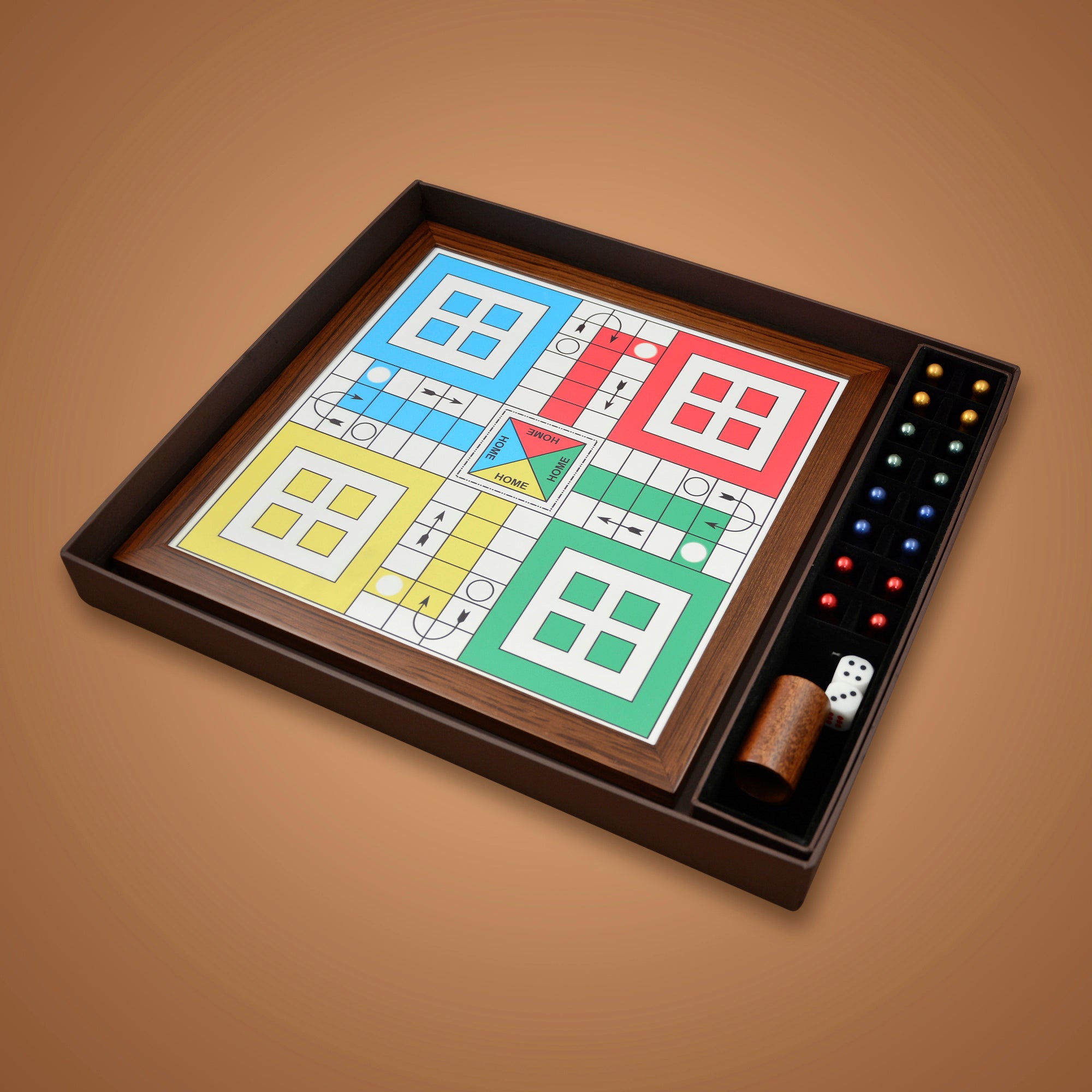 Teakwood Ludo With Metallic Tokens | Anand Prakash