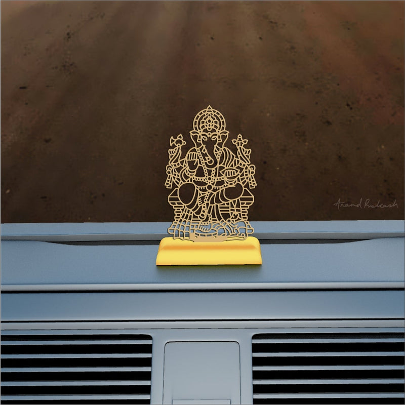 Car Dashboard Stand Goldplated - Sri Ganesha