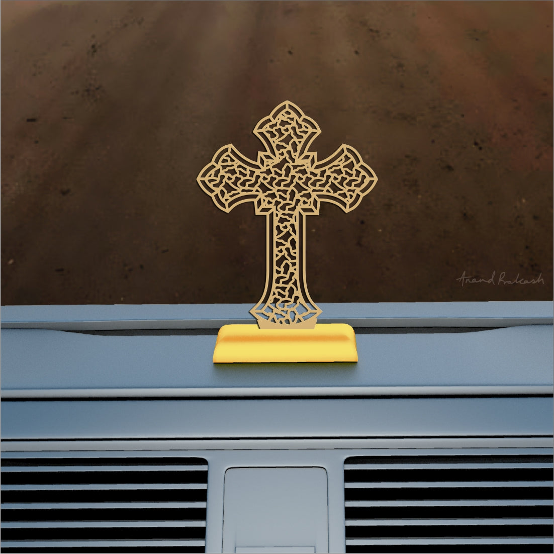 Car Dashboard Stand Goldplated - Cross