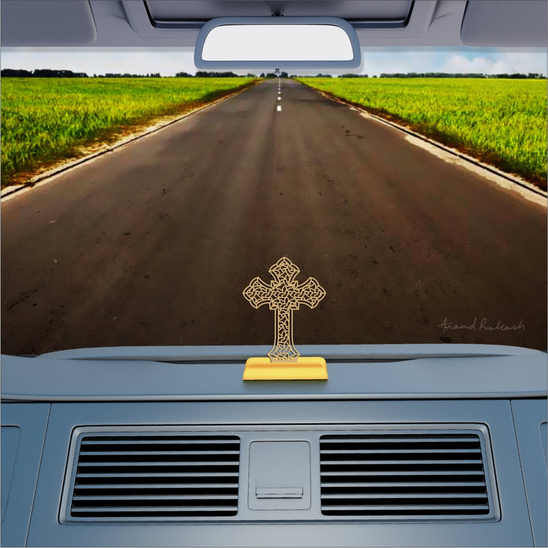 Car Dashboard Stand Goldplated - Cross