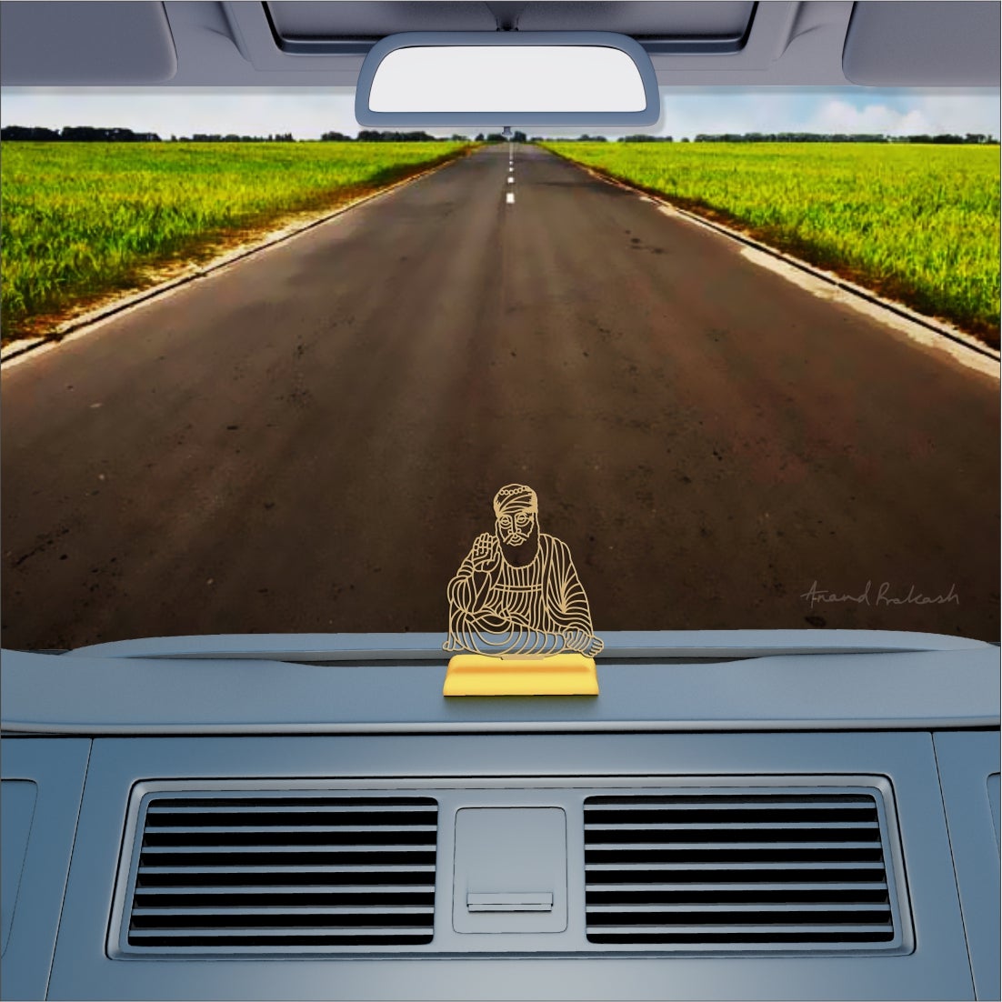 Car Dashboard Stand Goldplated - Guru Nanak Dev Ji