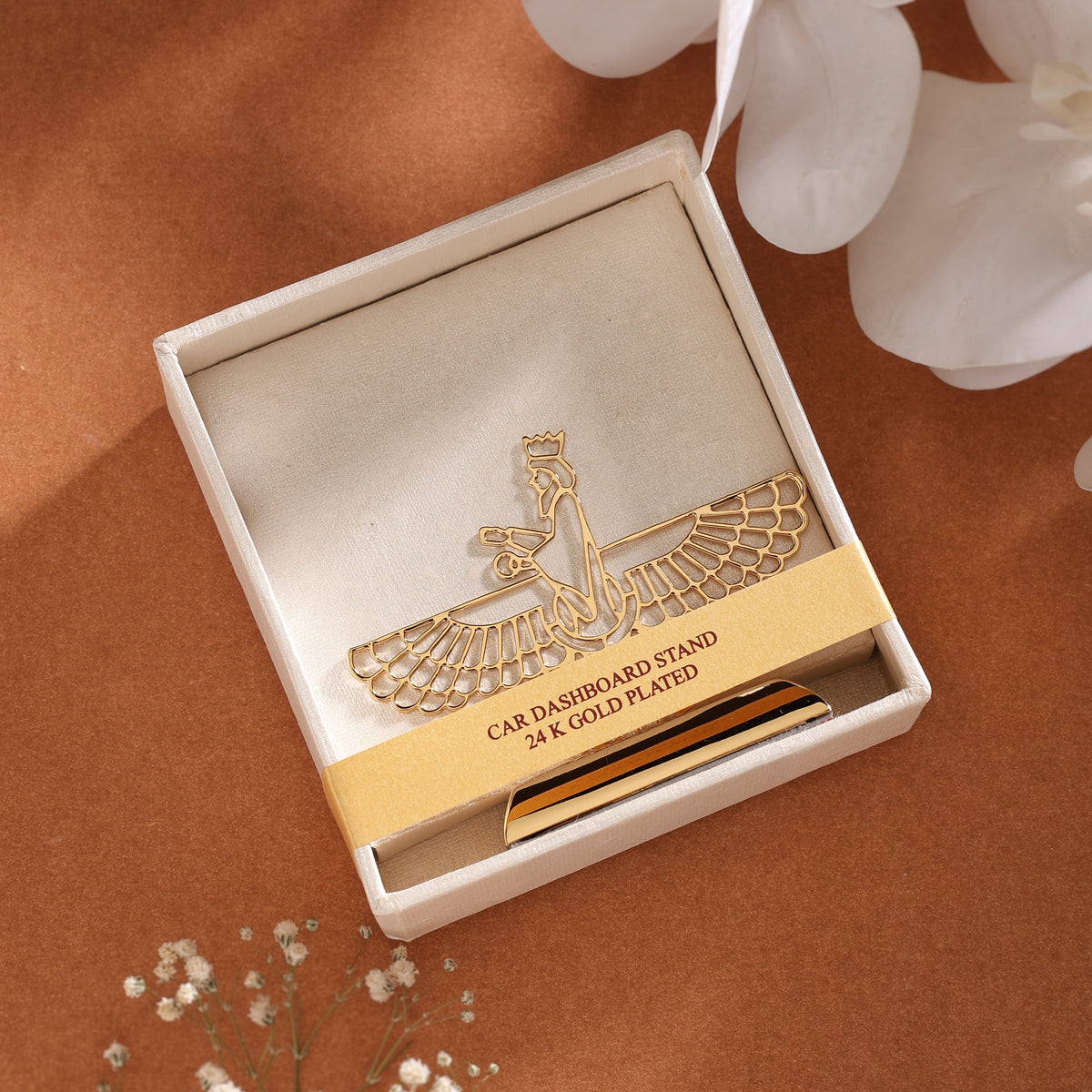Car Dashboard Stand 24K Goldplated Brass - Faravahar
