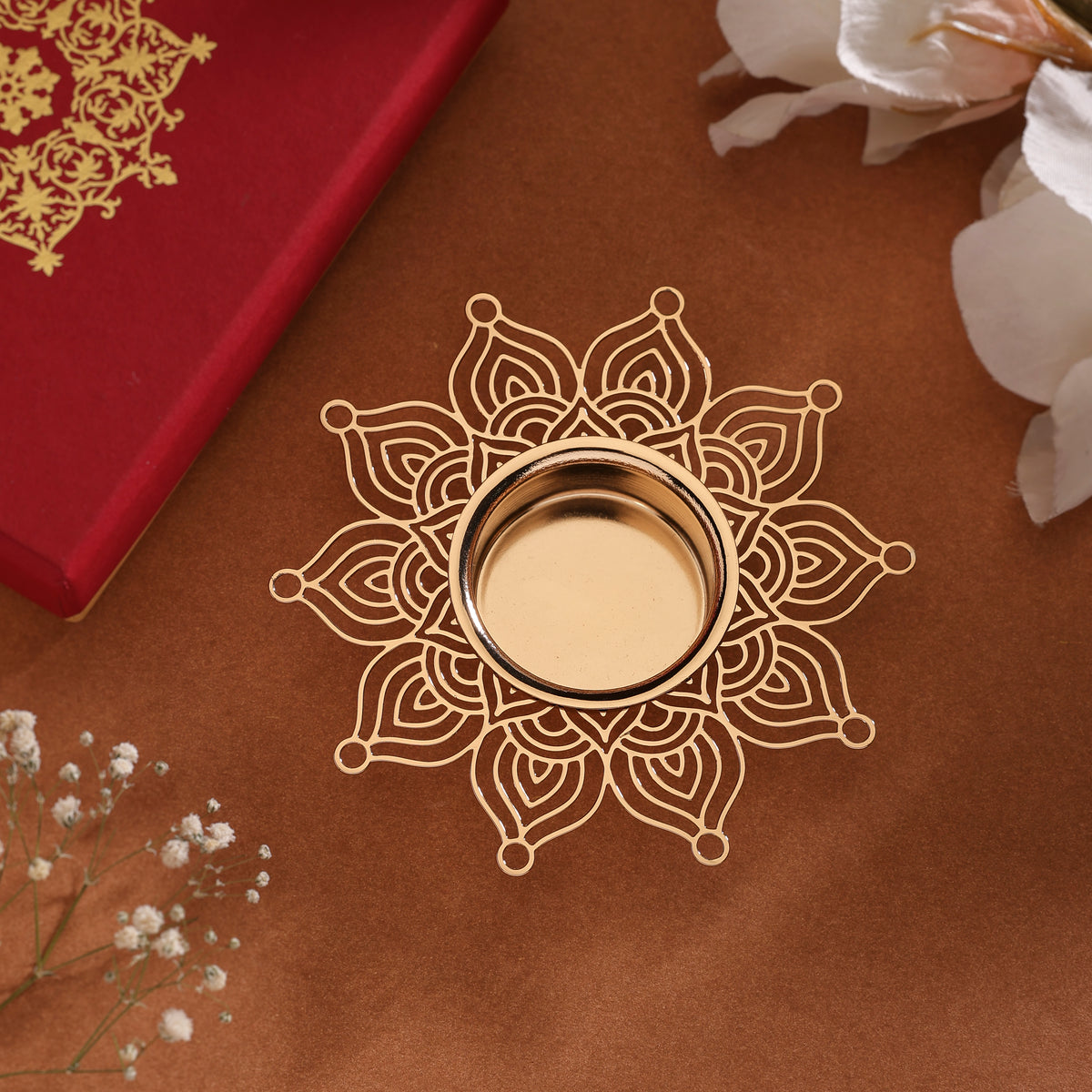 Golden Blossom Tealight Holder (Single)