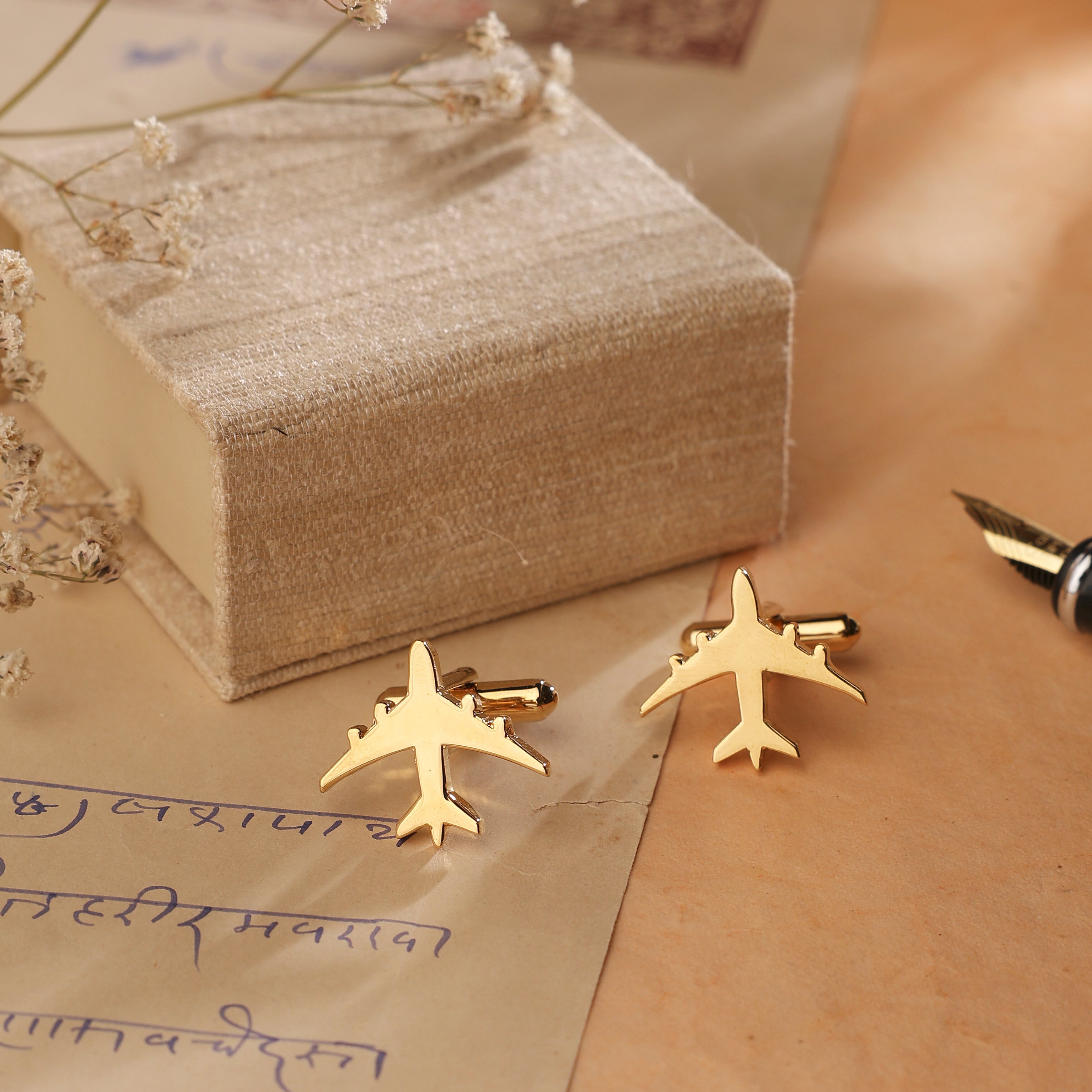 Cufflinks Aeroplane - Goldplated