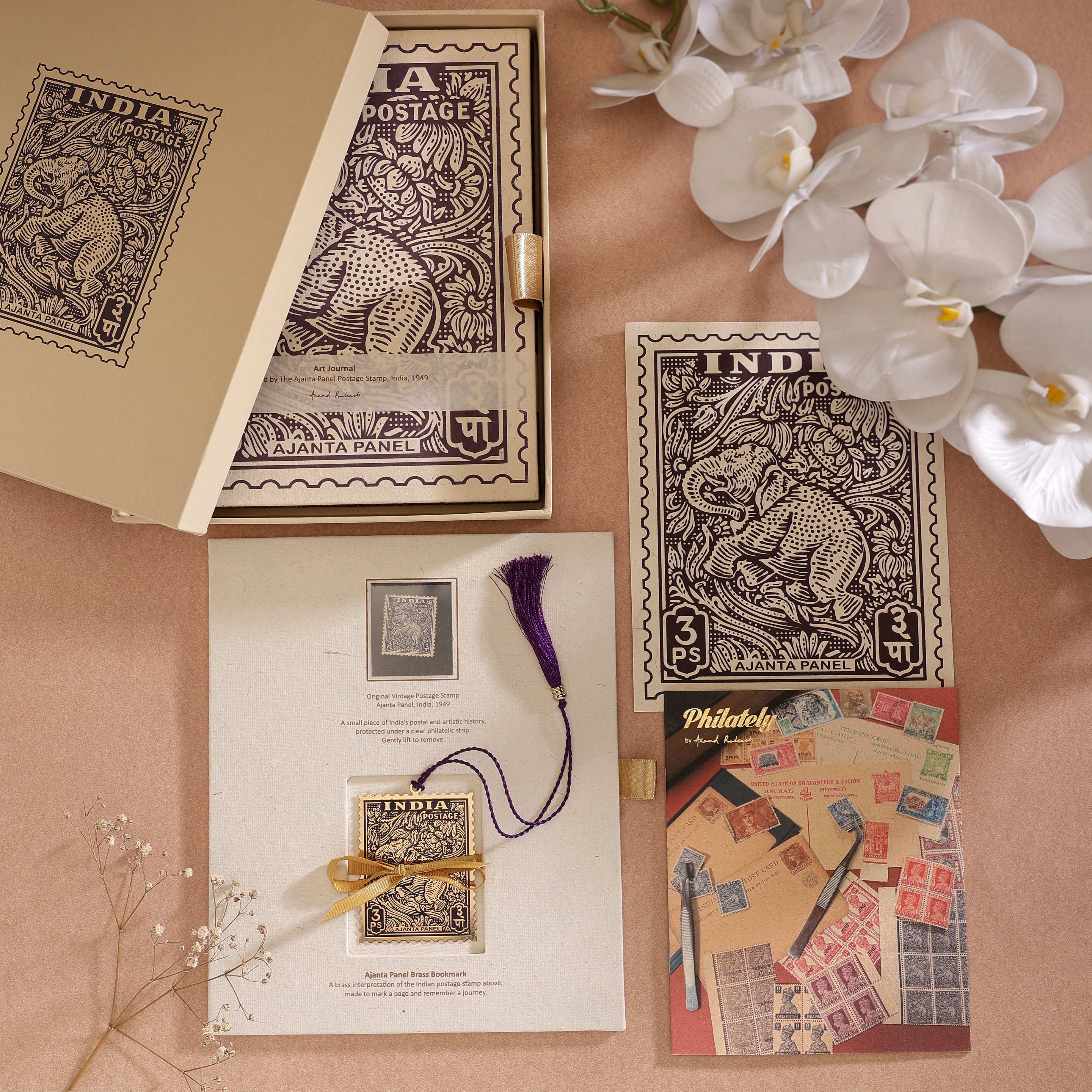 The Philately Gift Set - Ajanta Panel - Journal & Bookmark
