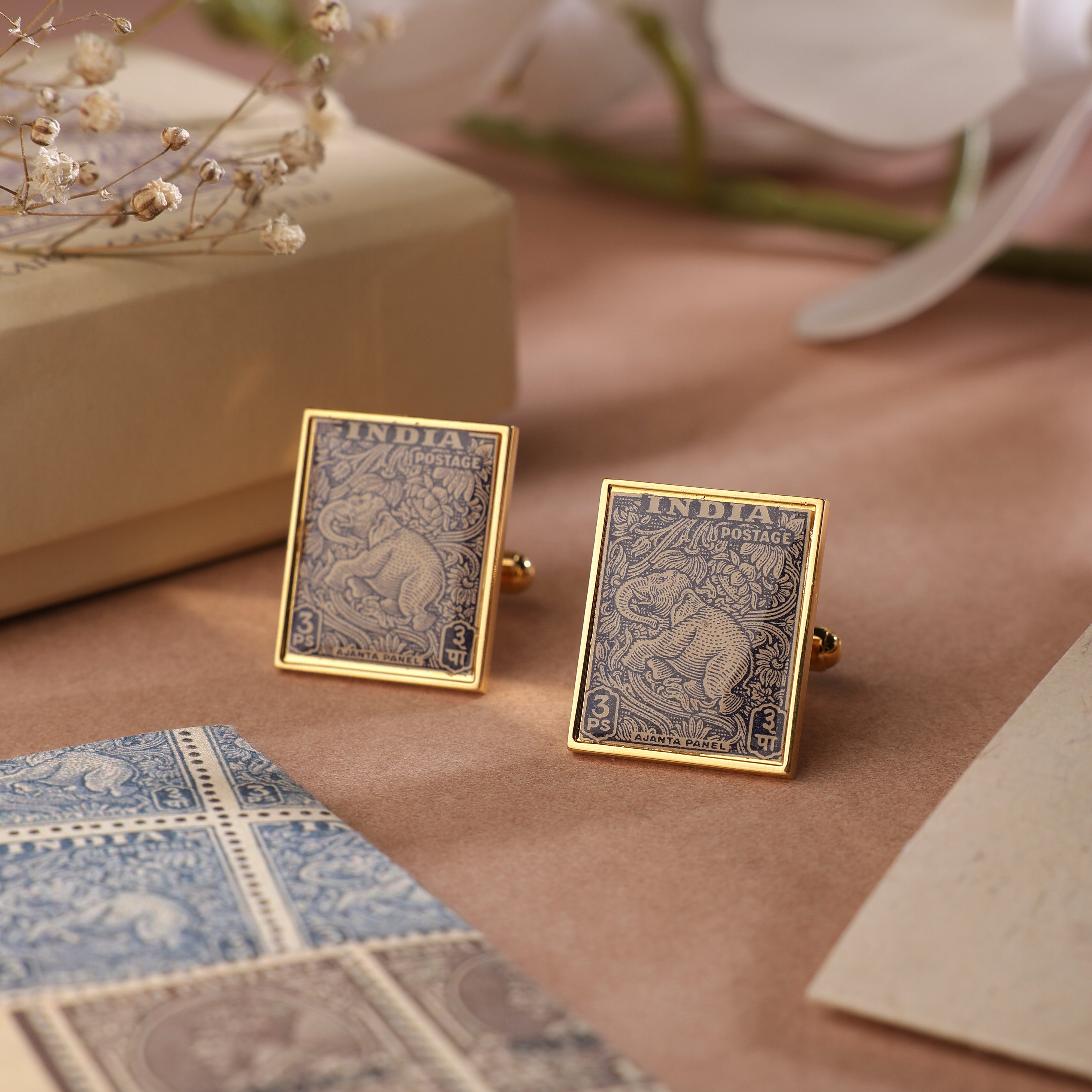 The Philately Collection - Cufflinks Ajanta Panel  - Goldplated