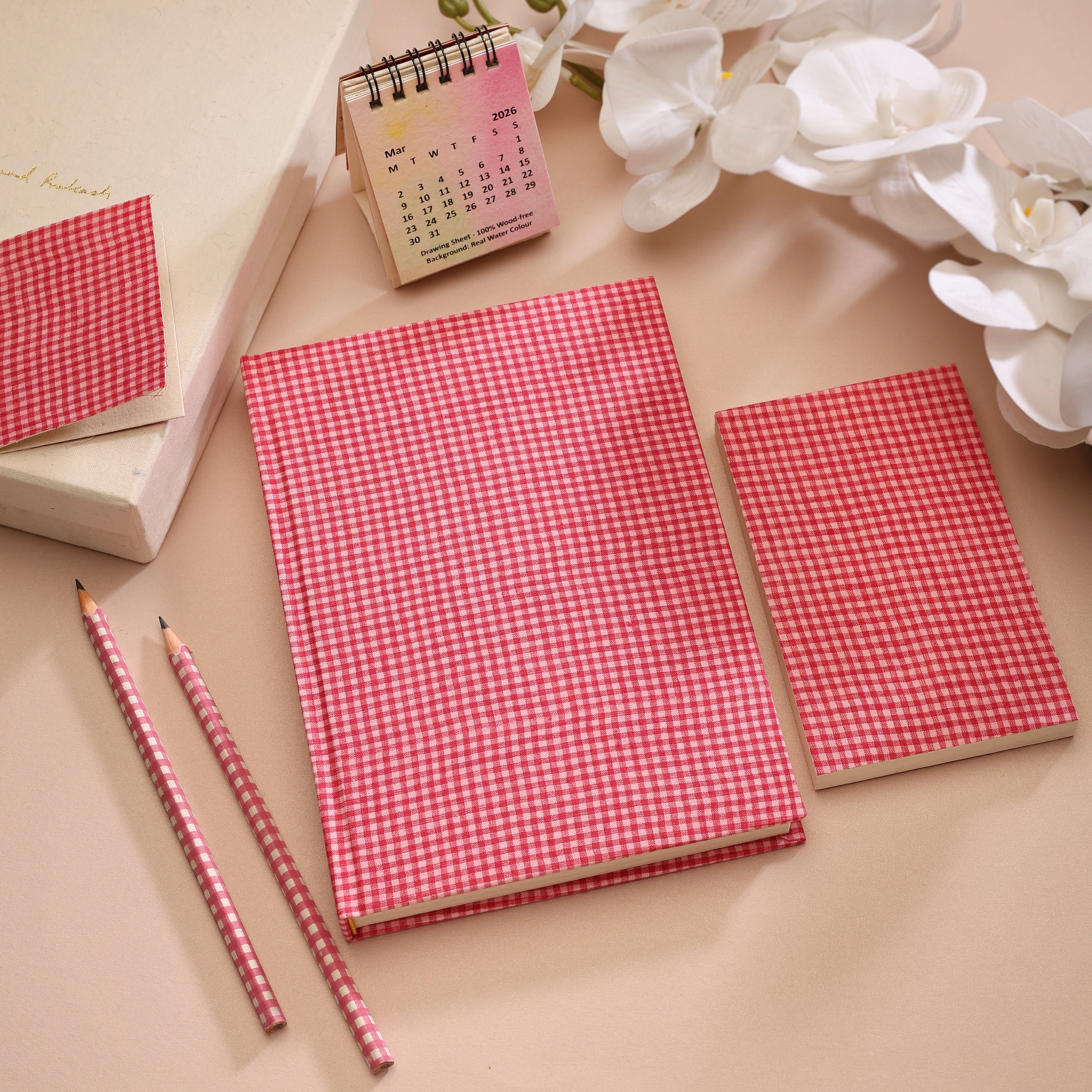 Gift Box - Classic Gingham Textile Journal & Accessories + Calendar 2026