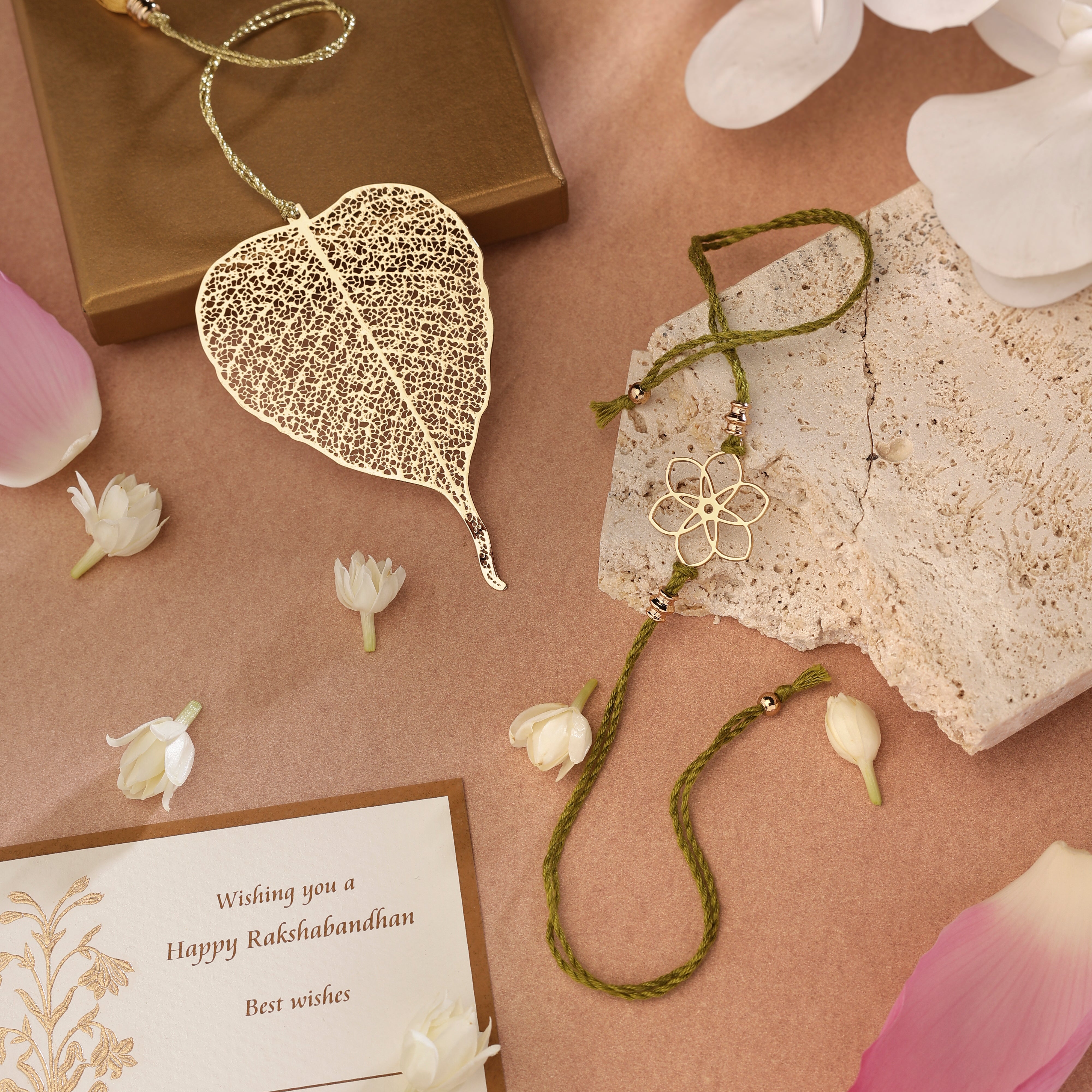 Rakhi Gift Box - Bookmark Pipal Leaf