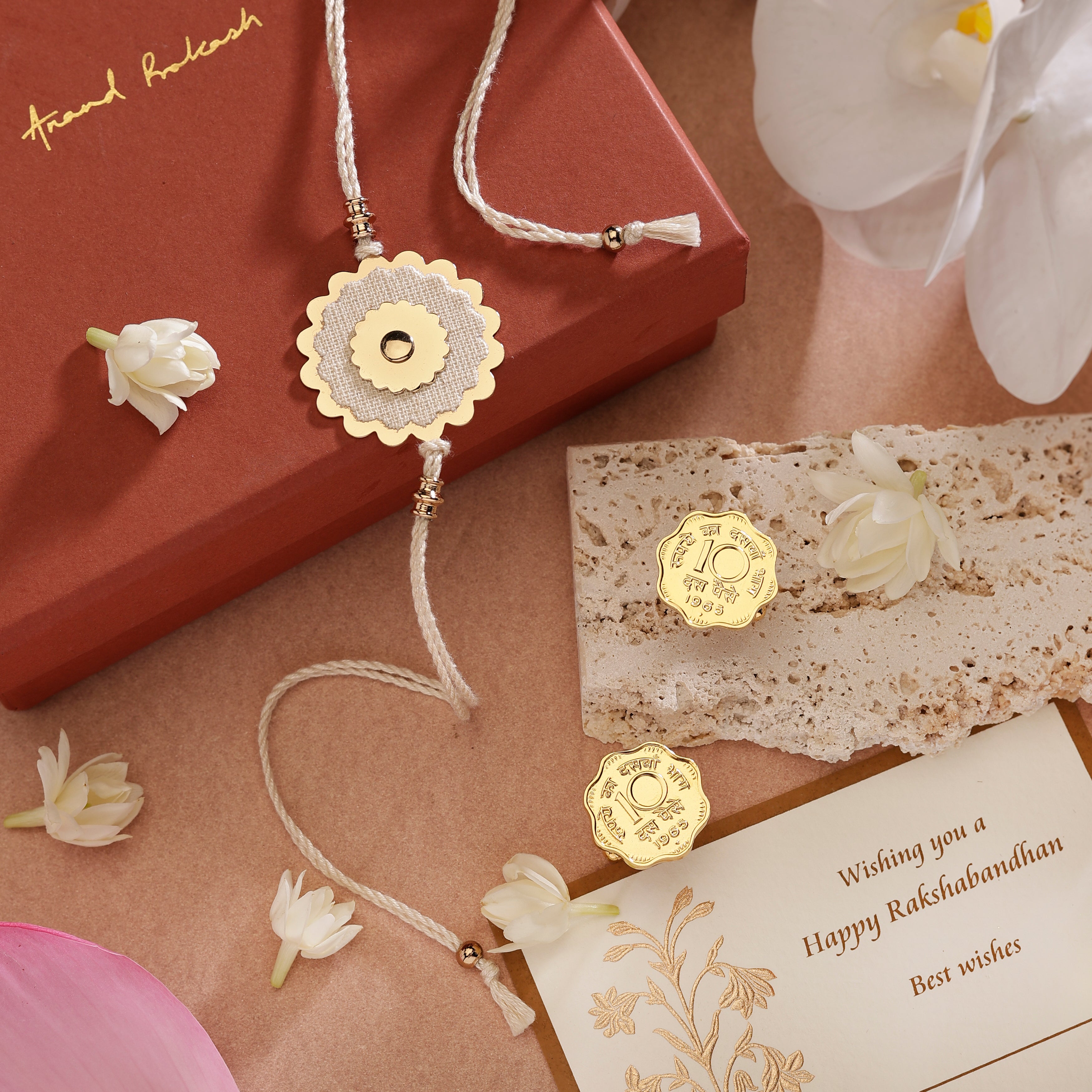 Rakhi Gift Box - Cufflinks Goldplated 10 Paise