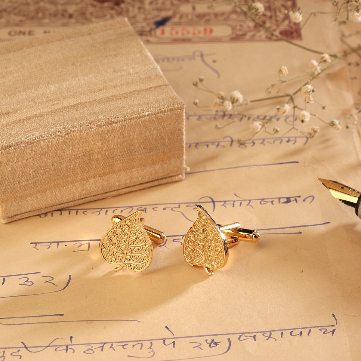 Cufflinks Pipal Leaf - Goldplated