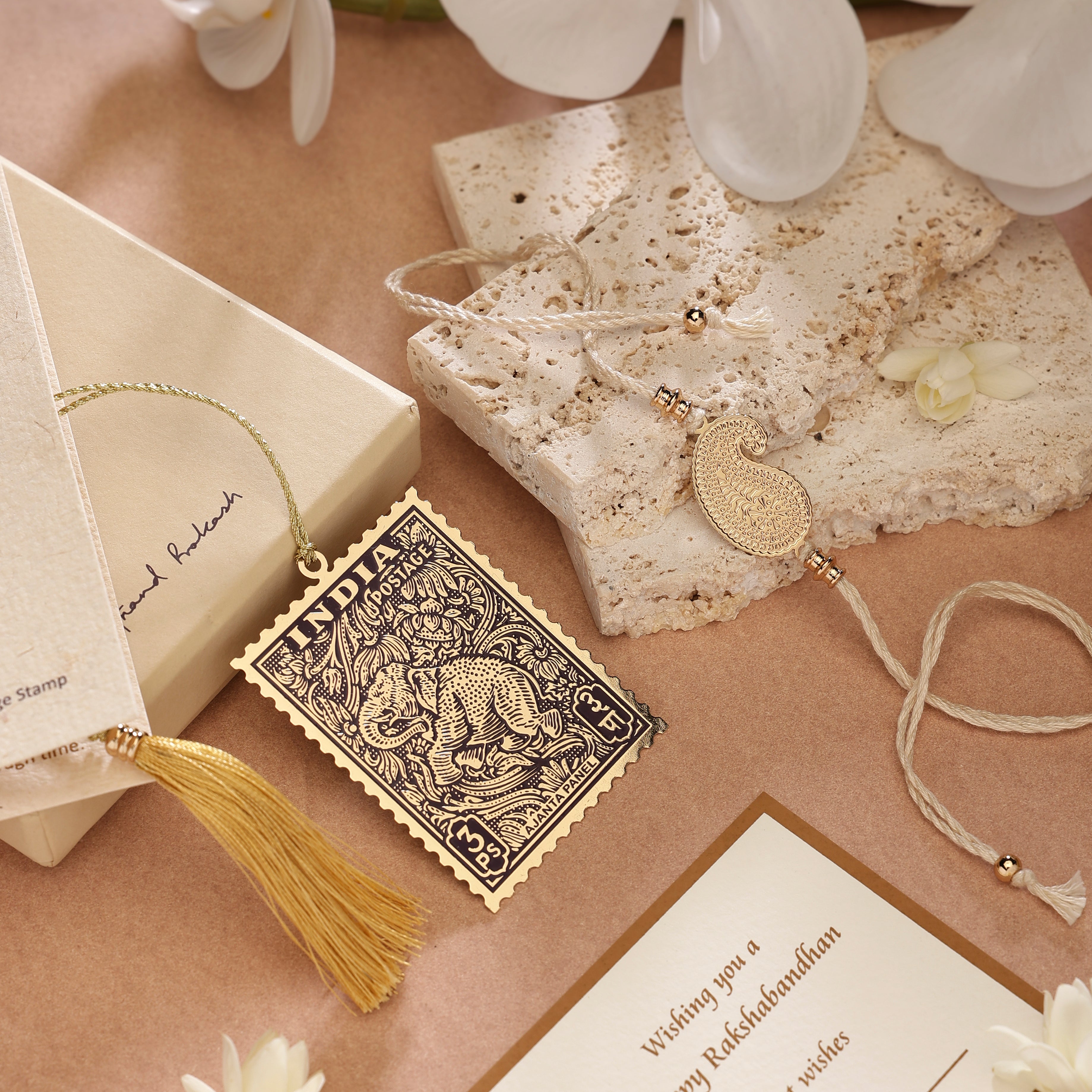 Rakhi Gift Box - Ajanta Panel Philately Bookmark