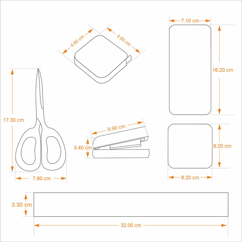 Rubber Wood Office Accessory Set